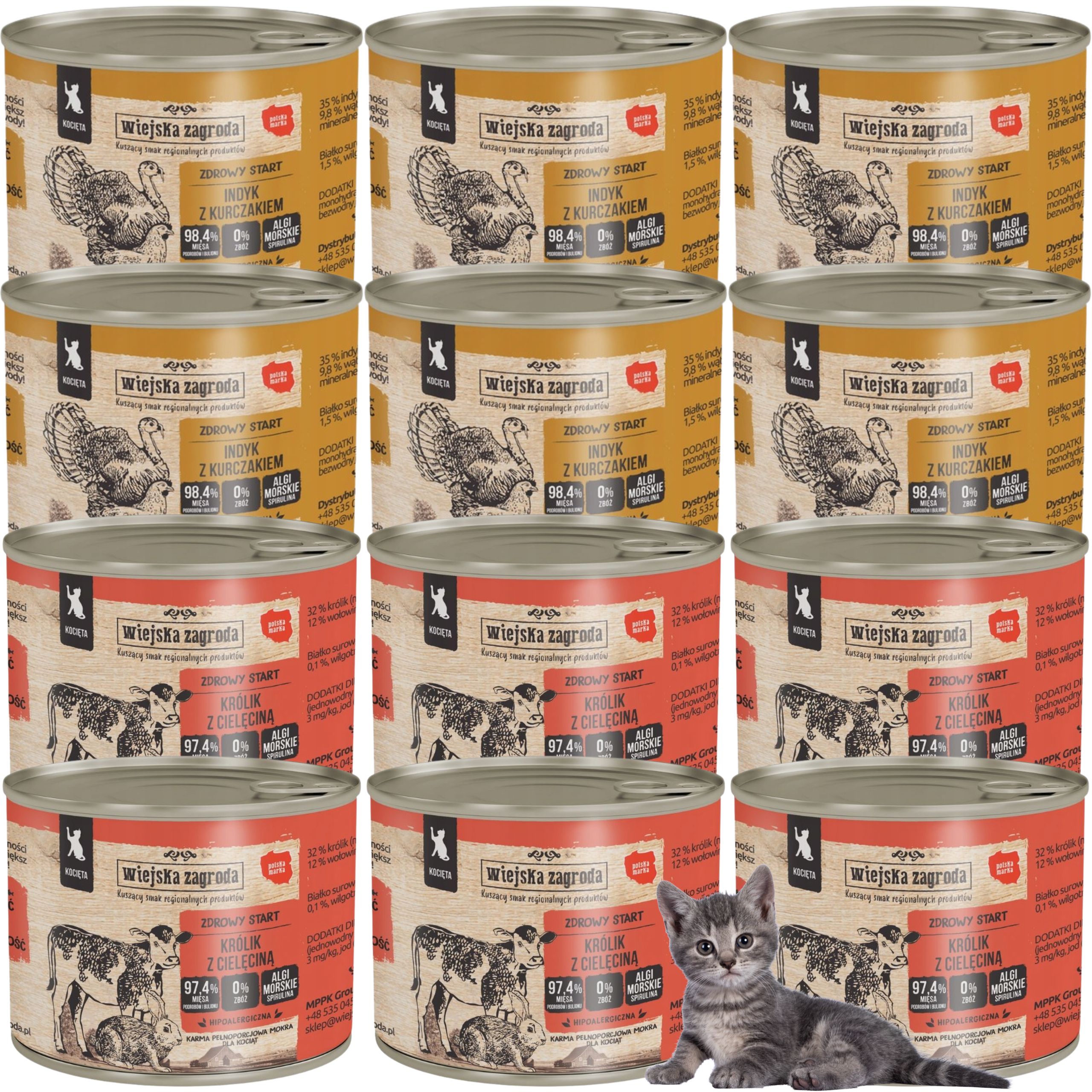 karma mokra dla kota indyk królik i mix smaków 200g wiejska zagroda kocięta