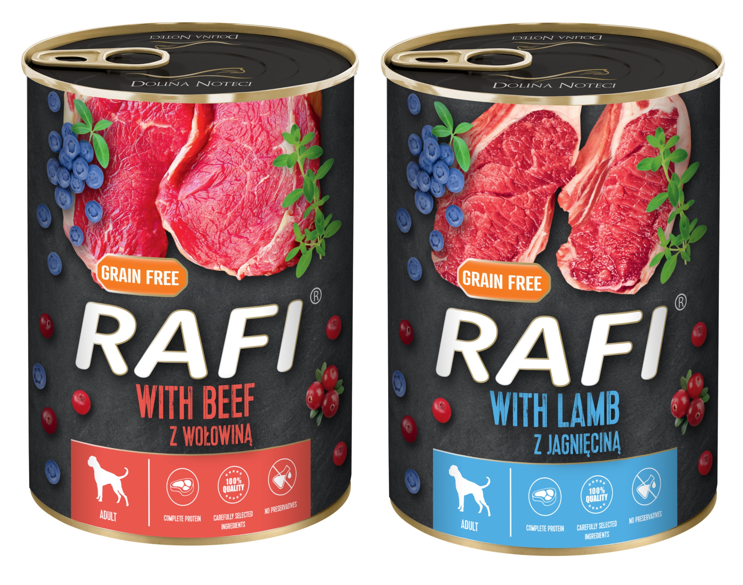 zestaw 12x400g karma mokra dla psów rafi mix smaków (jagnięcina, wołowina)