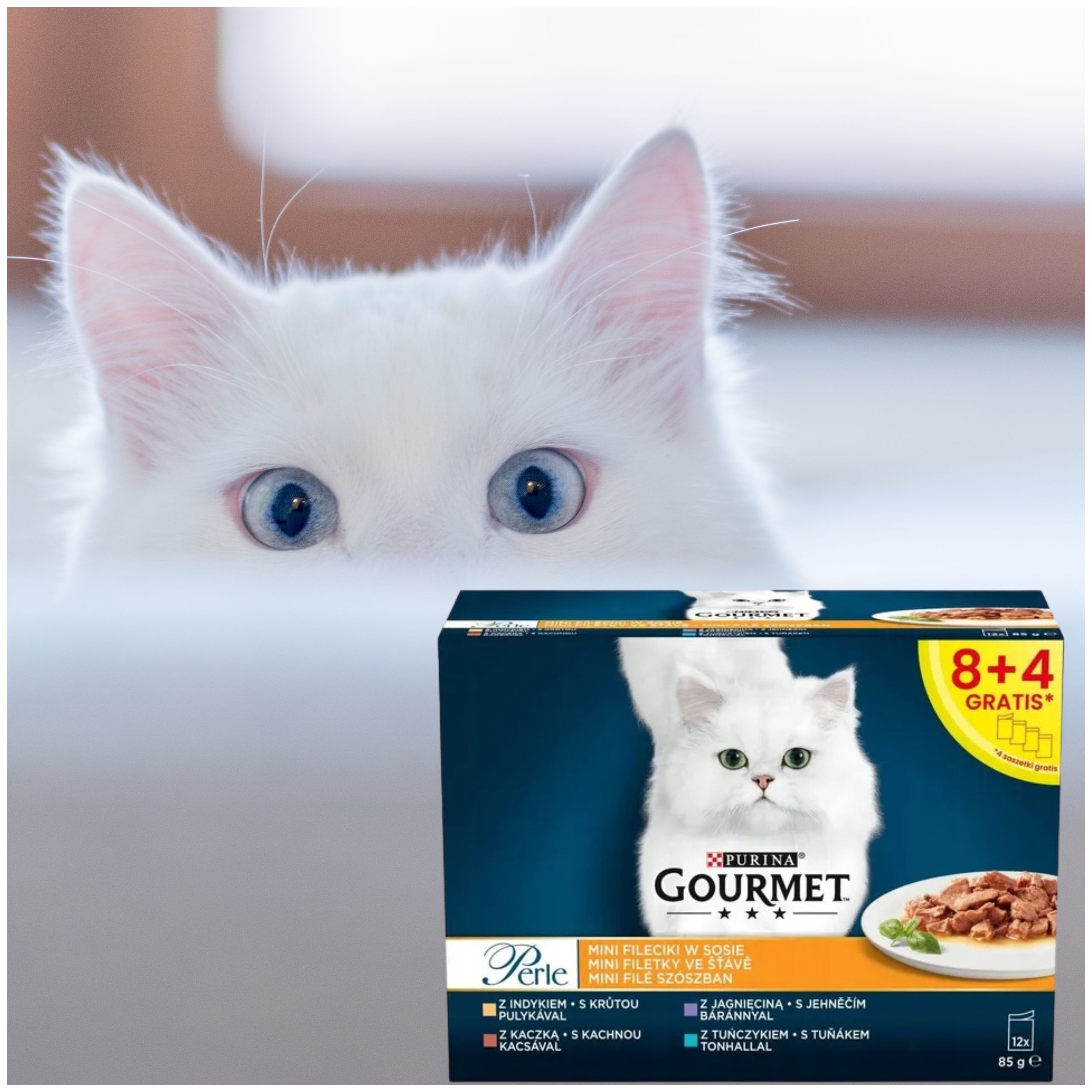 karma mokra dla kota gourmet perle fileciki w sosie kaczka i mix 12 x 85g