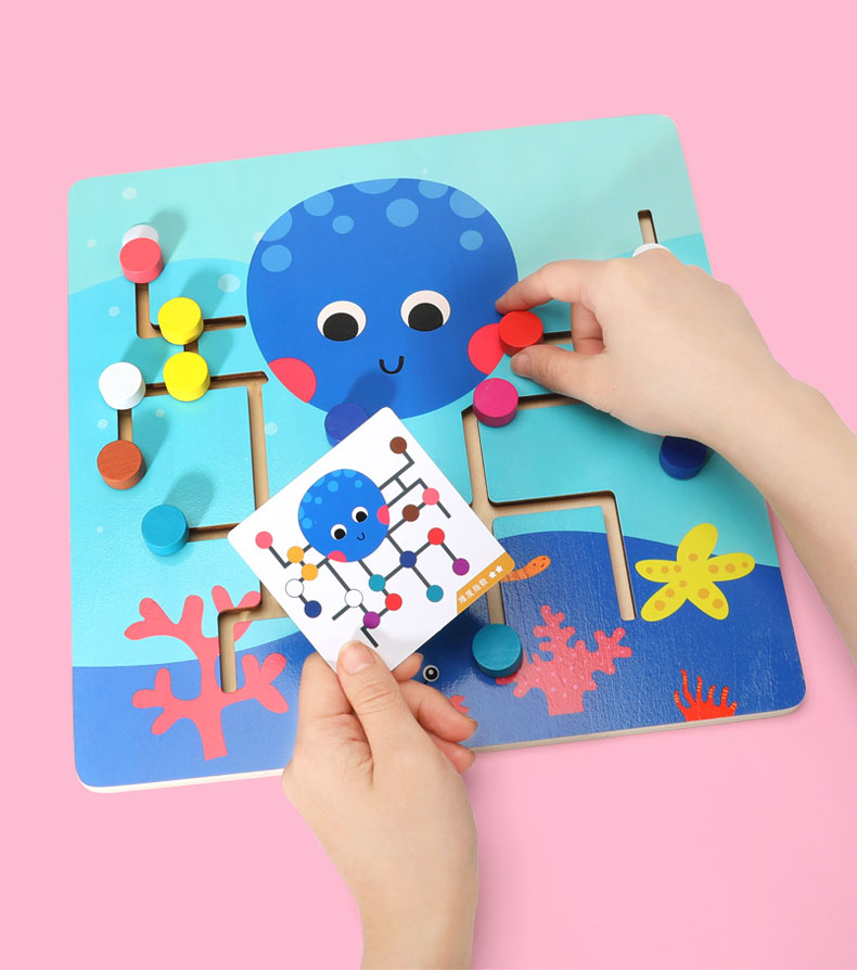 gra logiczna labirynt drewniany ośmiornica pod wodą jhtoy-647