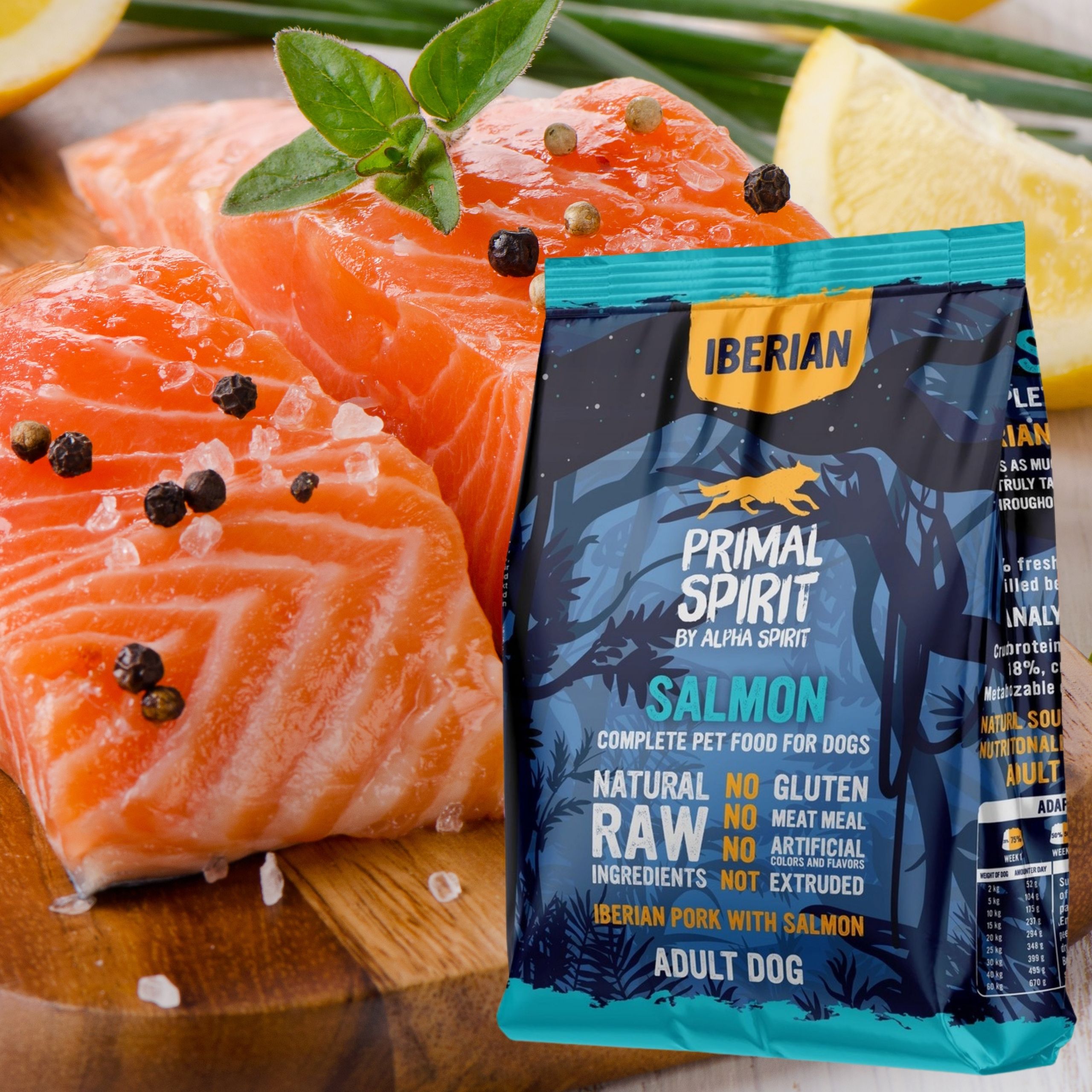 sucha karma dla psa primal spirit iberian salmon wieprzowina z łososiem 1kg
