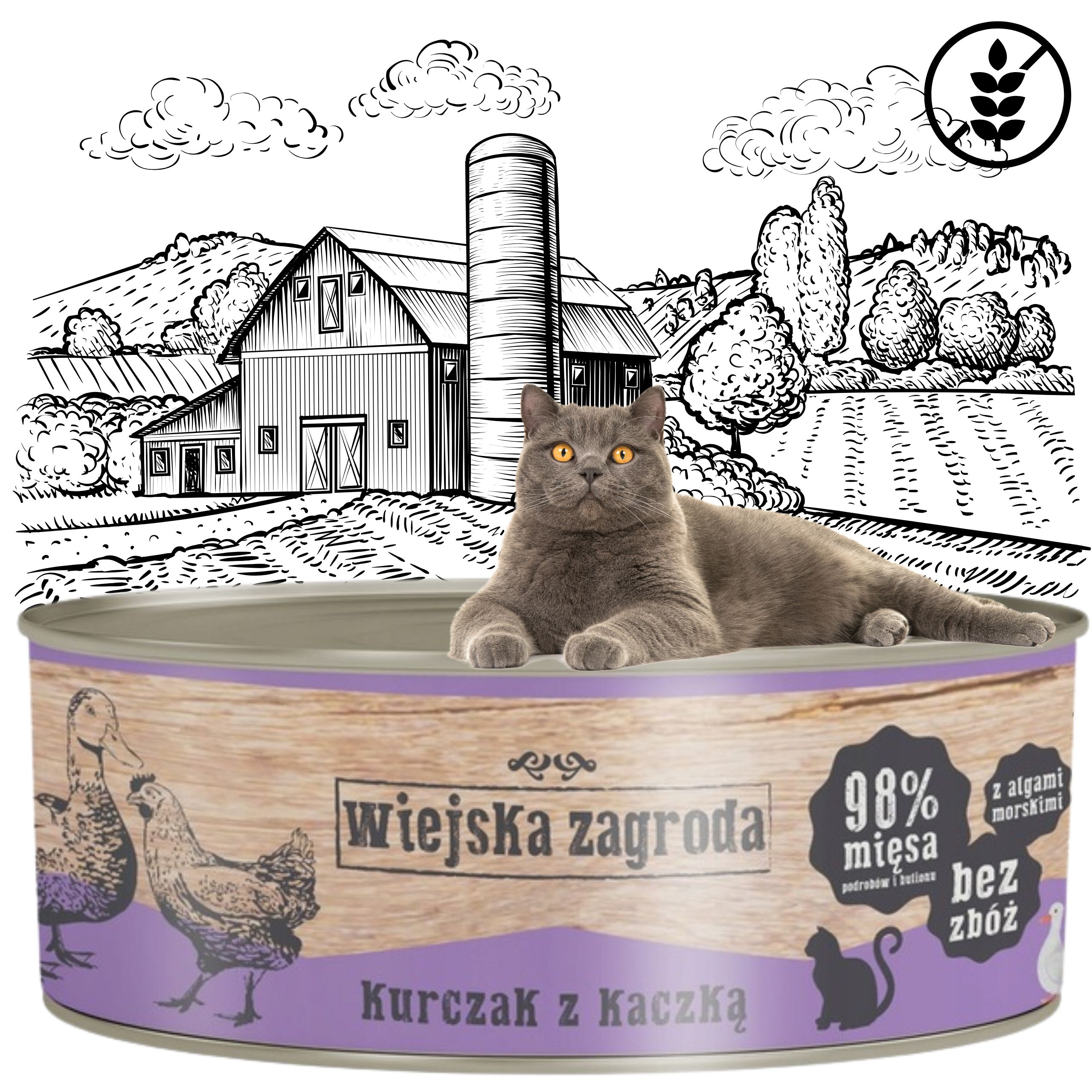 karma mokra dla kota  kurczak kaczka 85g wiejska zagroda bez zbóż i glutenu