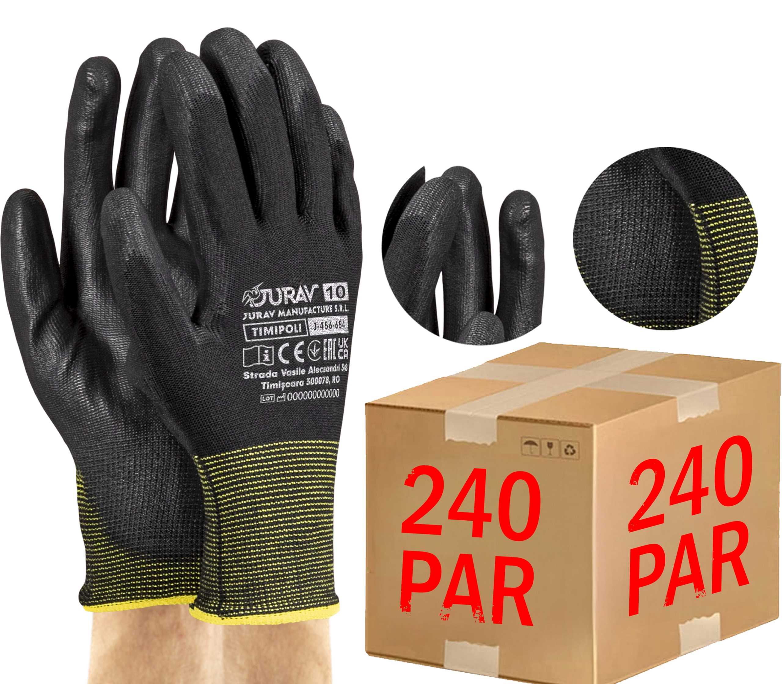 rękawice robocze czarne j-timipoli_bb10-xl - 240 par
