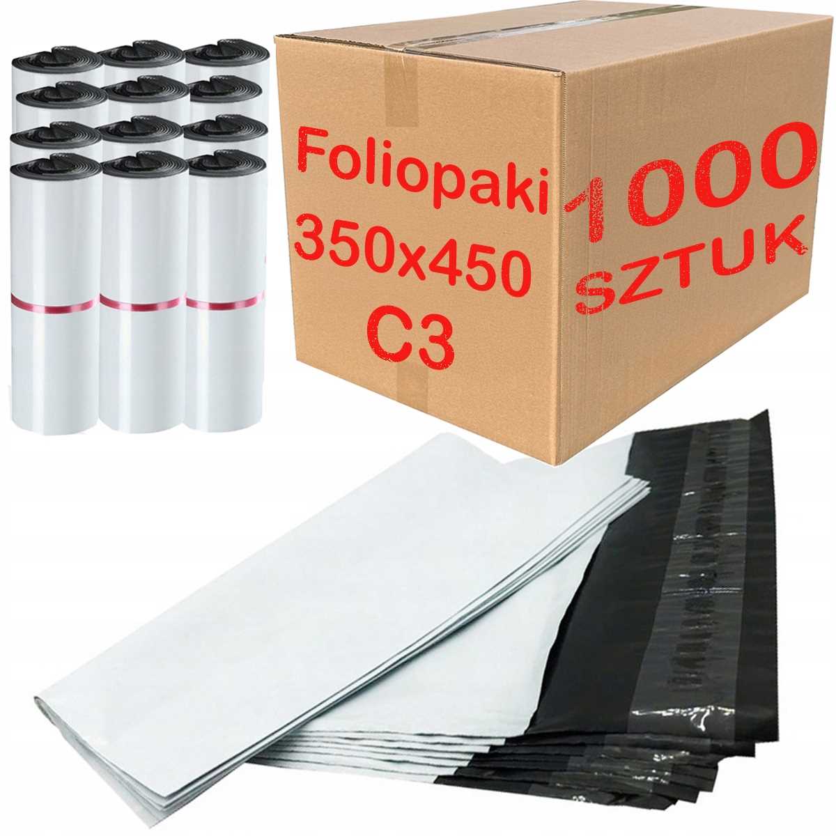 foliopaki kurierskie białe c3 350x450mm - 1000 szt.