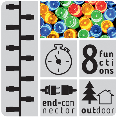 lampki choinkowe 180 led kolorowe z timerem i kontrolerem 8 funkcji święta