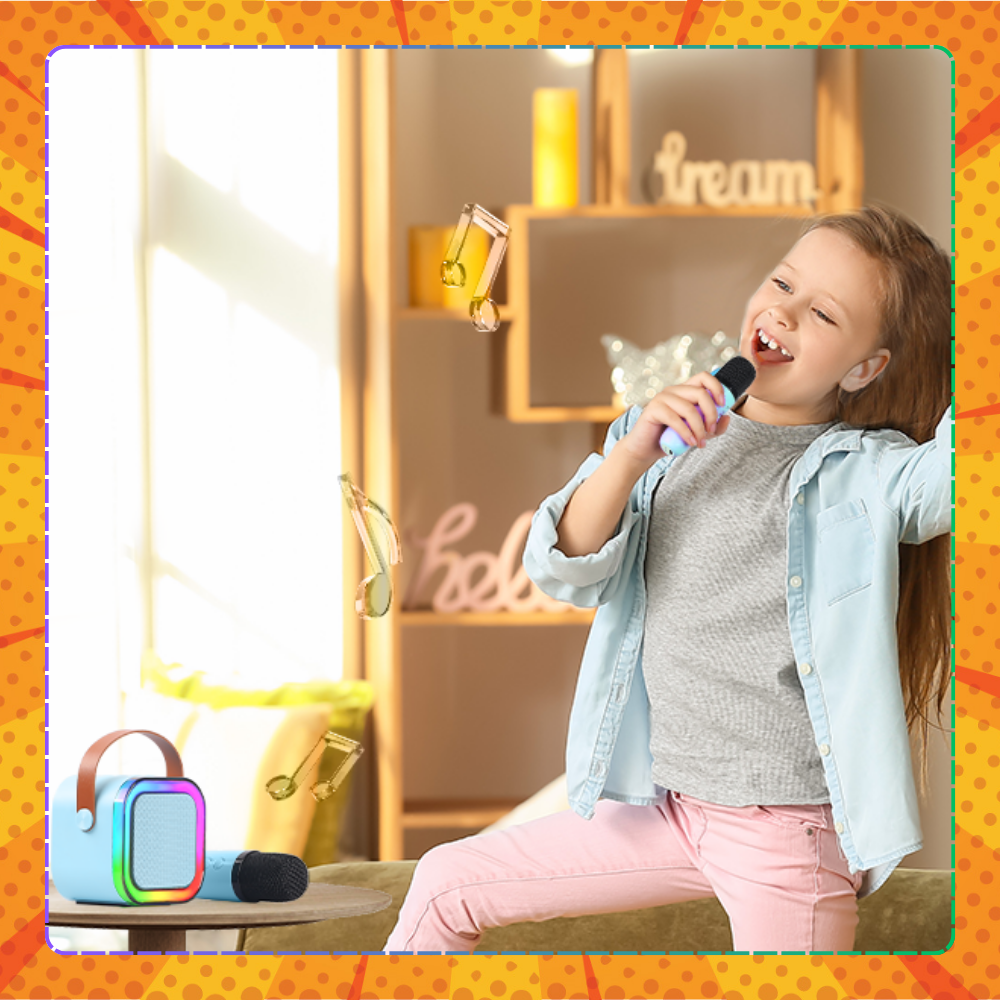 głośnik przenośny bezprzewodowy bluetooth karaoke z 2 mikrofonami usb rgb 1