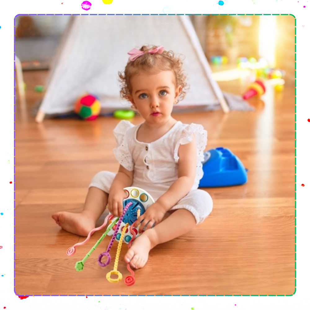 zabawka sensoryczna dla niemowlaka 4 w 1 ośmiornica rozwój zmysłów dziecka