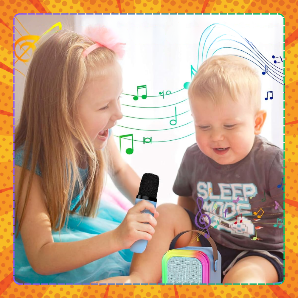 głośnik przenośny bezprzewodowy bluetooth karaoke z 2 mikrofonami usb rgb 1