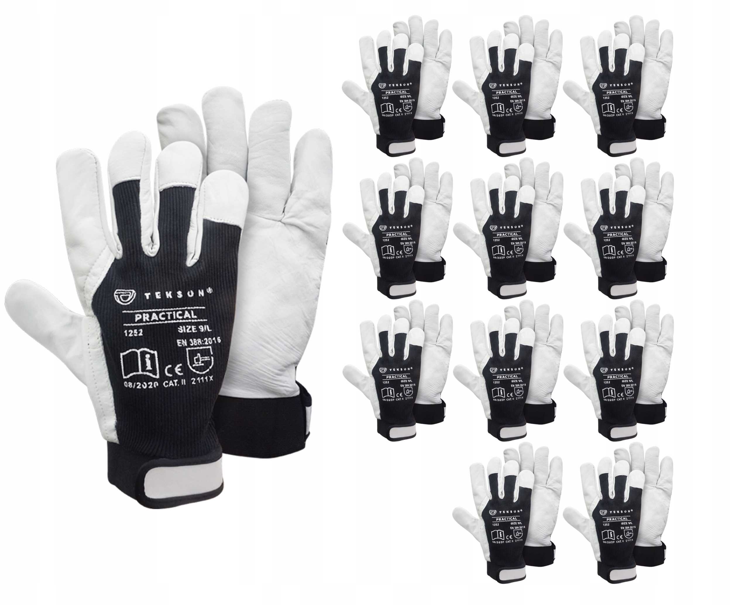 rękawice ochronne tekson practical 1252 skóra kozia z rzepem roz. 9