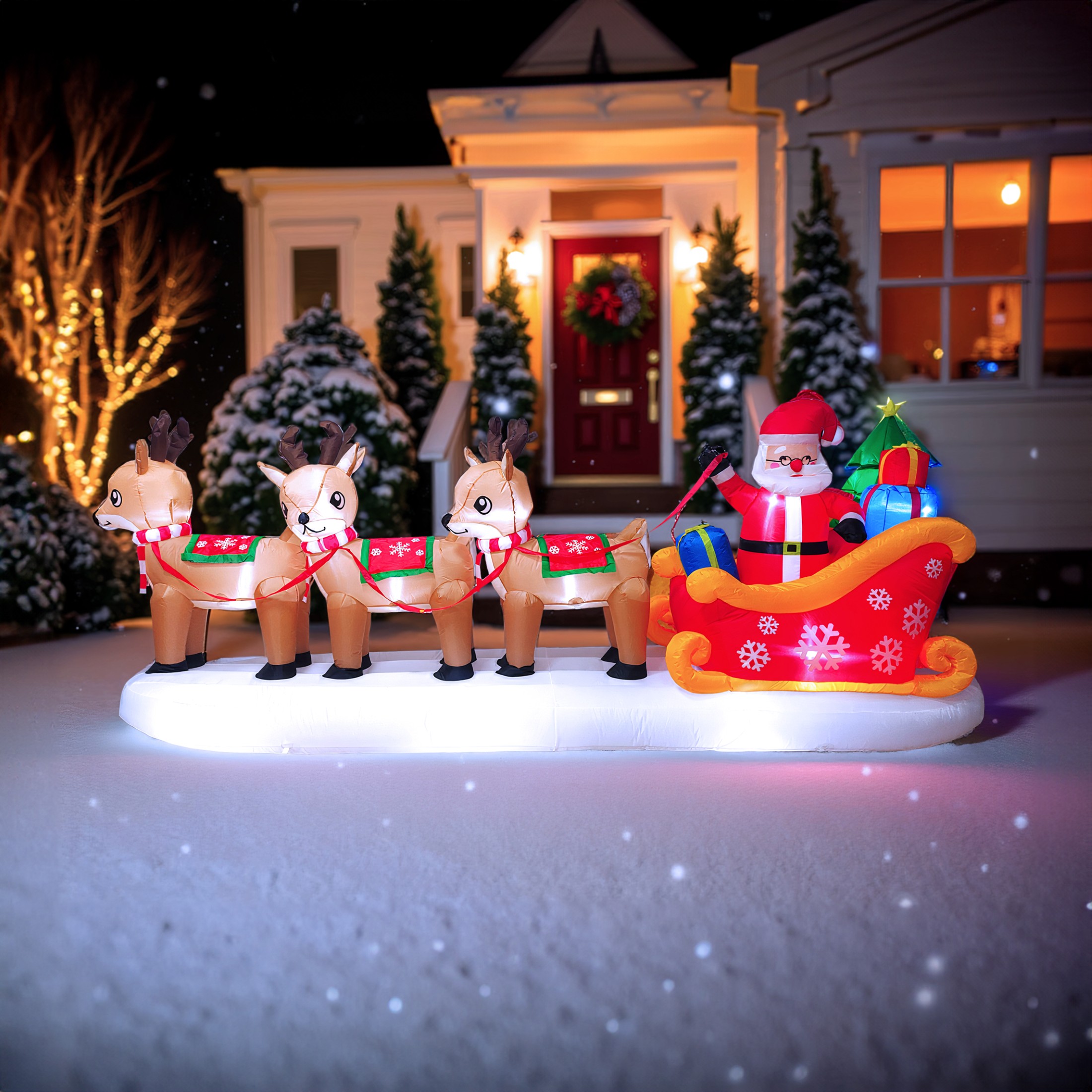 mikołaj nadmuchiwany dekoracja świąteczna sanie renifer dmuchaniec jumihome