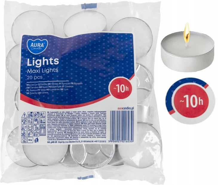 aura świece lights maxi 10h 20 szt. p40-20