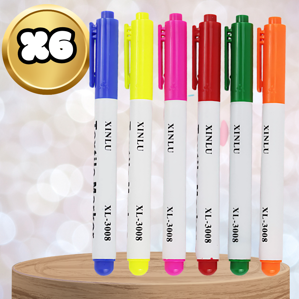 pisaki do tkanin ubrań koszulek markery flamastry mazaki zestaw 6 kolorów