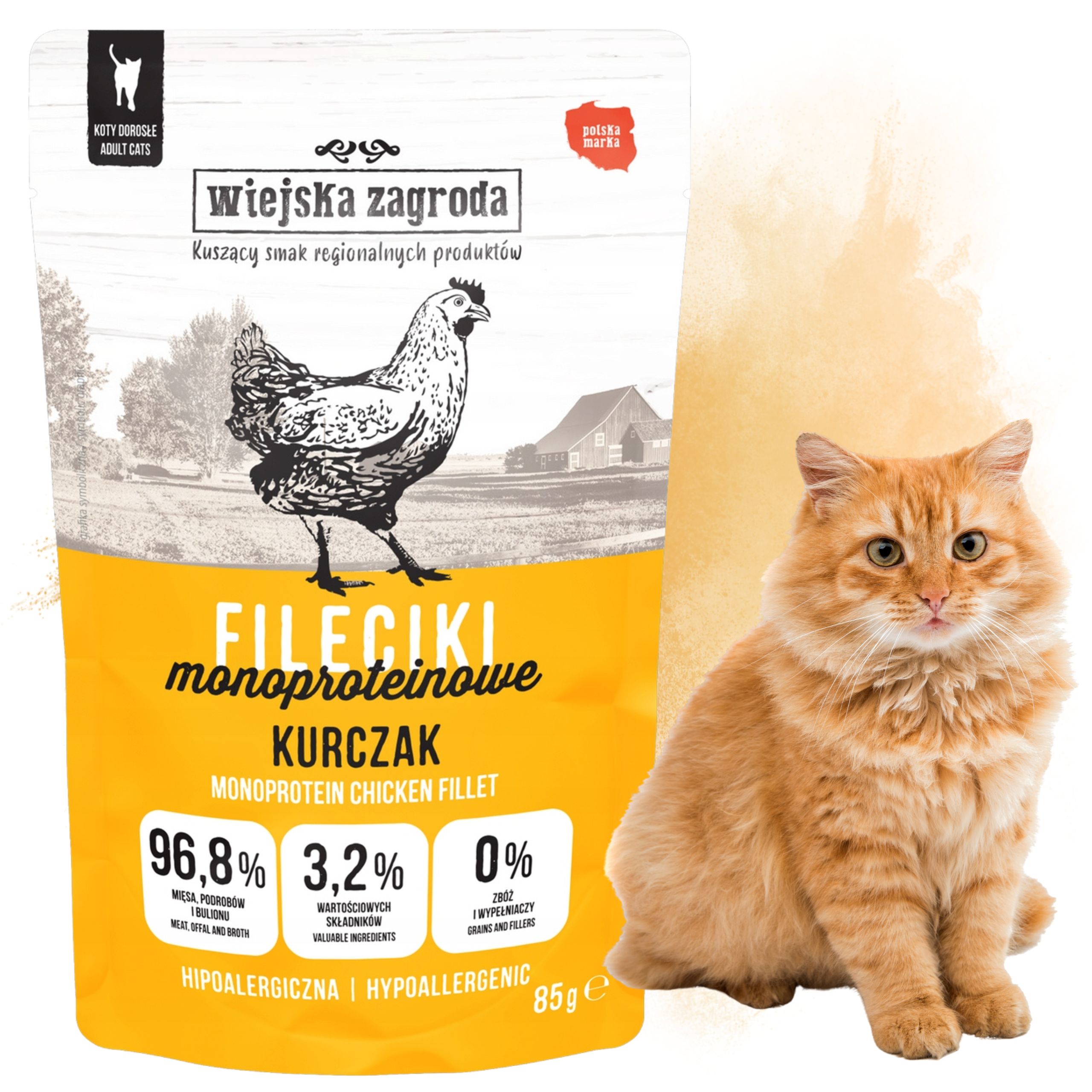 karma mokra dla kota fileciki monoproteinowe kurczak 85g wiejska zagroda