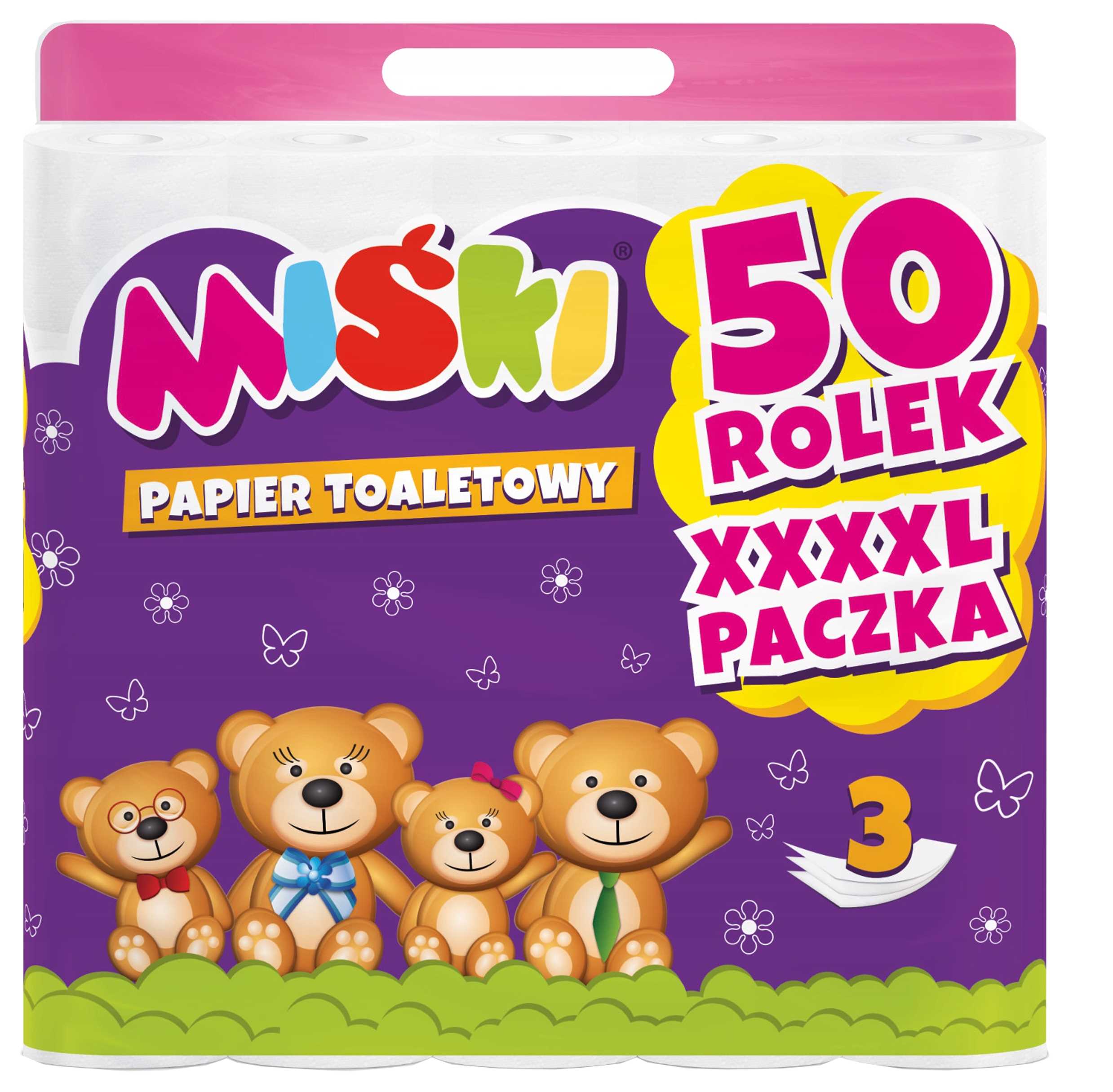 papier toaletowy 50r miśki 3w - 100 rolek