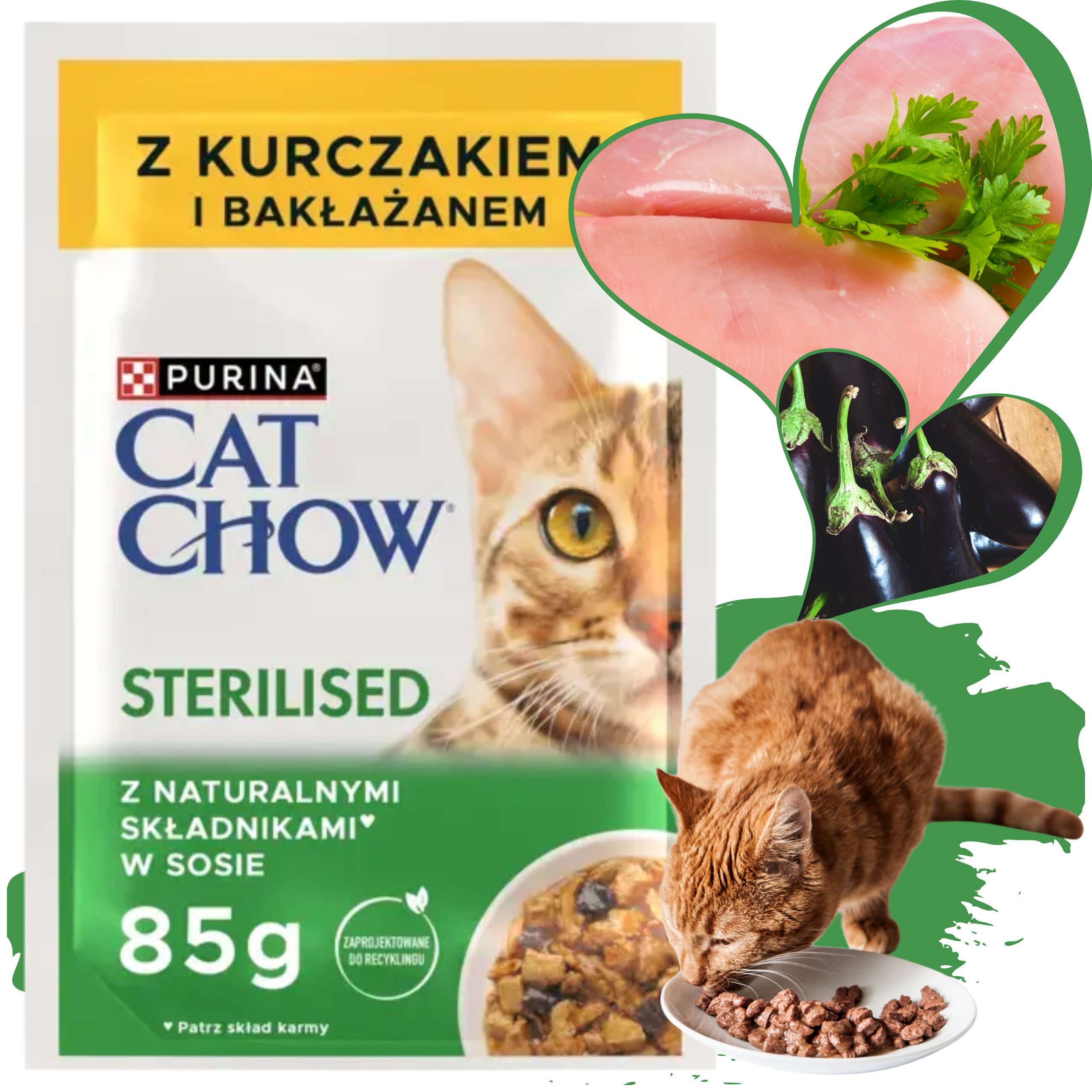 karma dla kotów sterylizowanych purina cat chow kurczak z bakłażanem 85 g