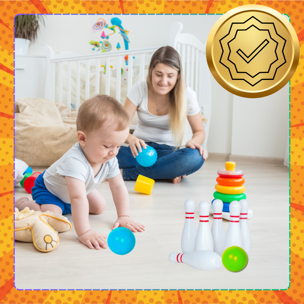kręgle gra zręcznościowa sensoryczne dla dzieci zabawa bowling białe