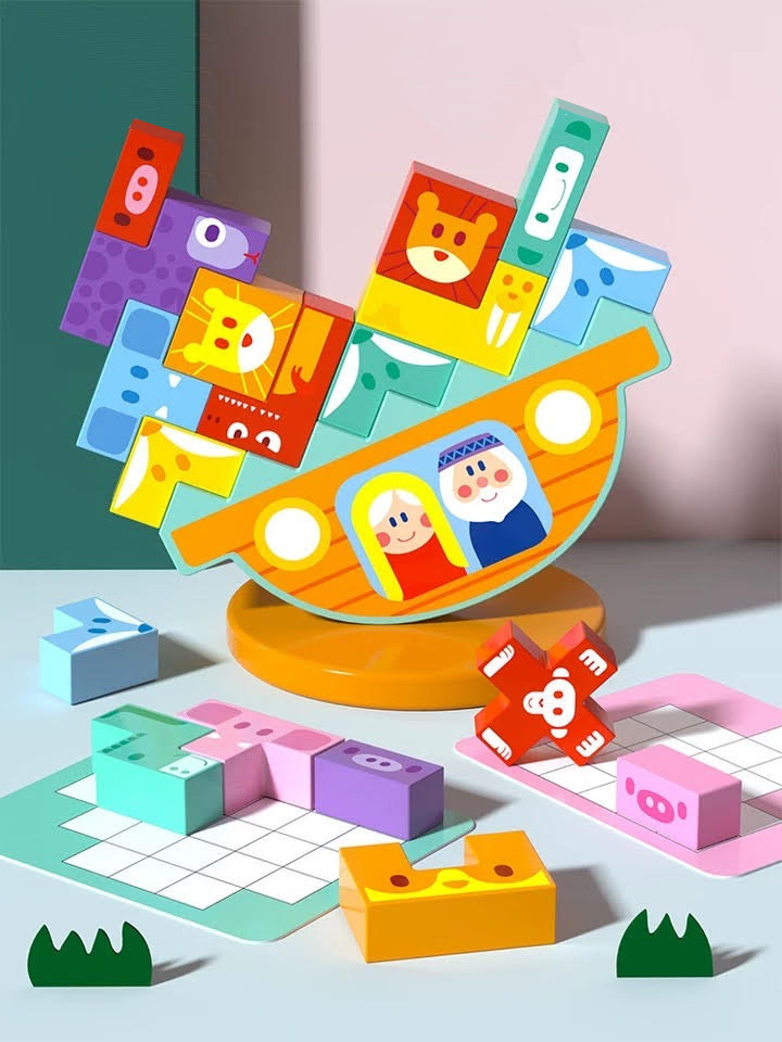 gra logiczna zręcznościowa klocki balansujący statek arka noego tetris