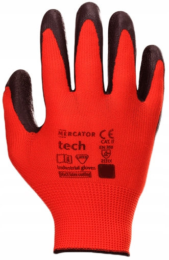 rękawice robocze mercator tech red+black latex - s - 120 par