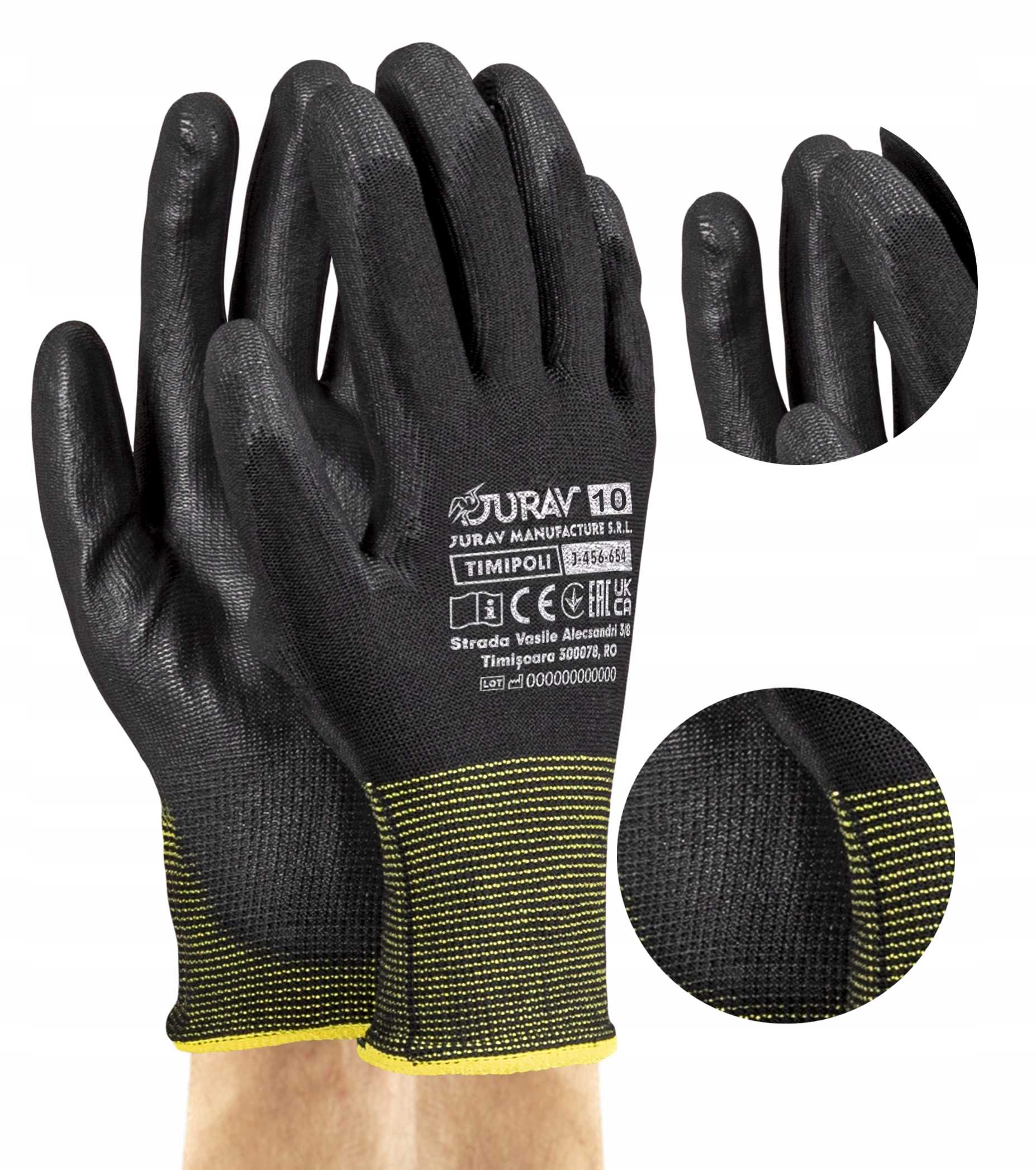 rękawice robocze czarne j-timipoli_bb10-xl - 1 para