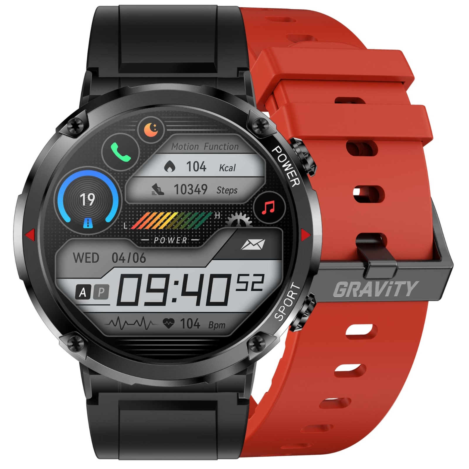 smartwatch gravity gt21-6 + czerwony pasek silikonowy
