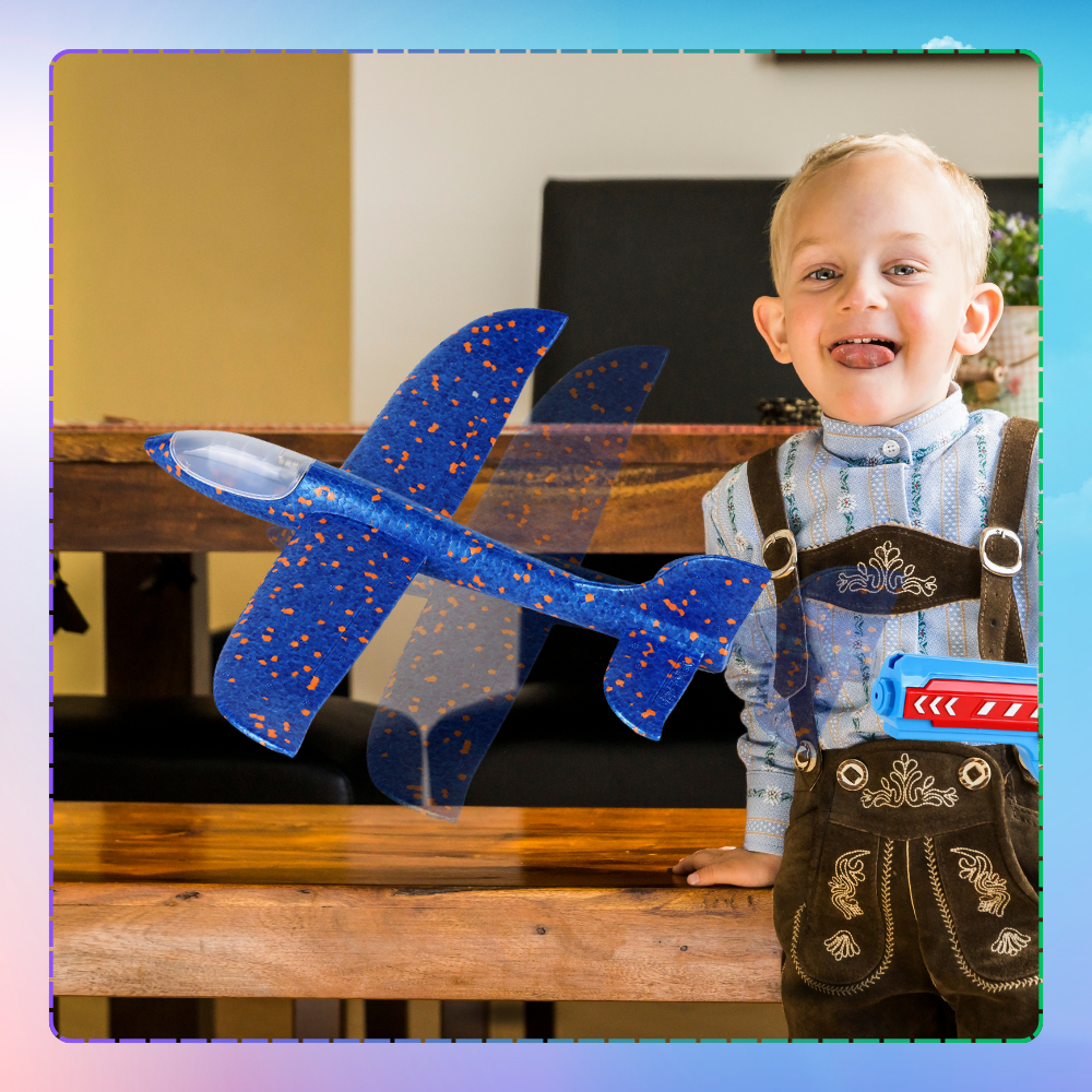 samolot z wyrzutnią szybowiec styropian rzutka zabawka pistolet led