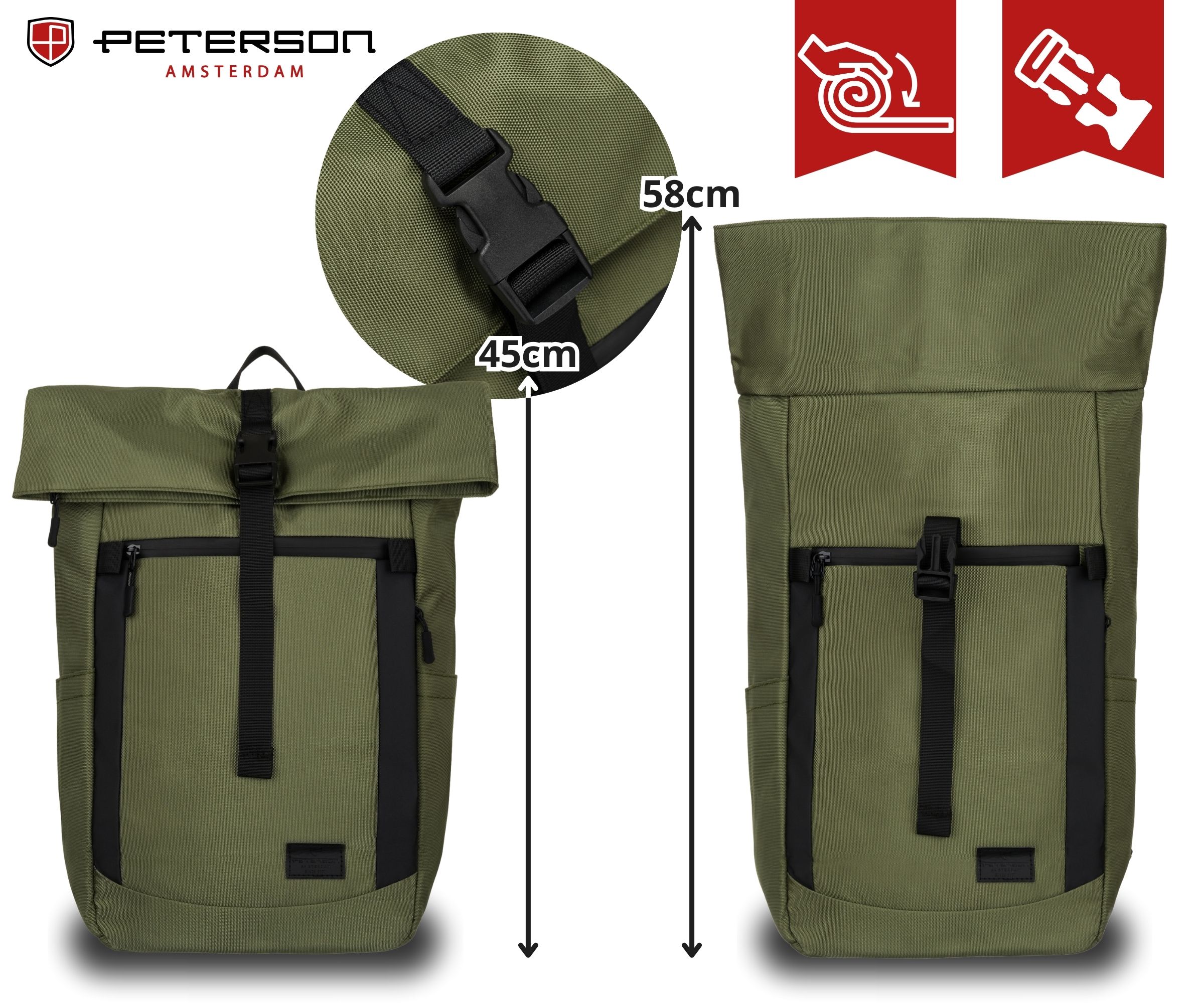 plecak miejski ptn rio-9107 green