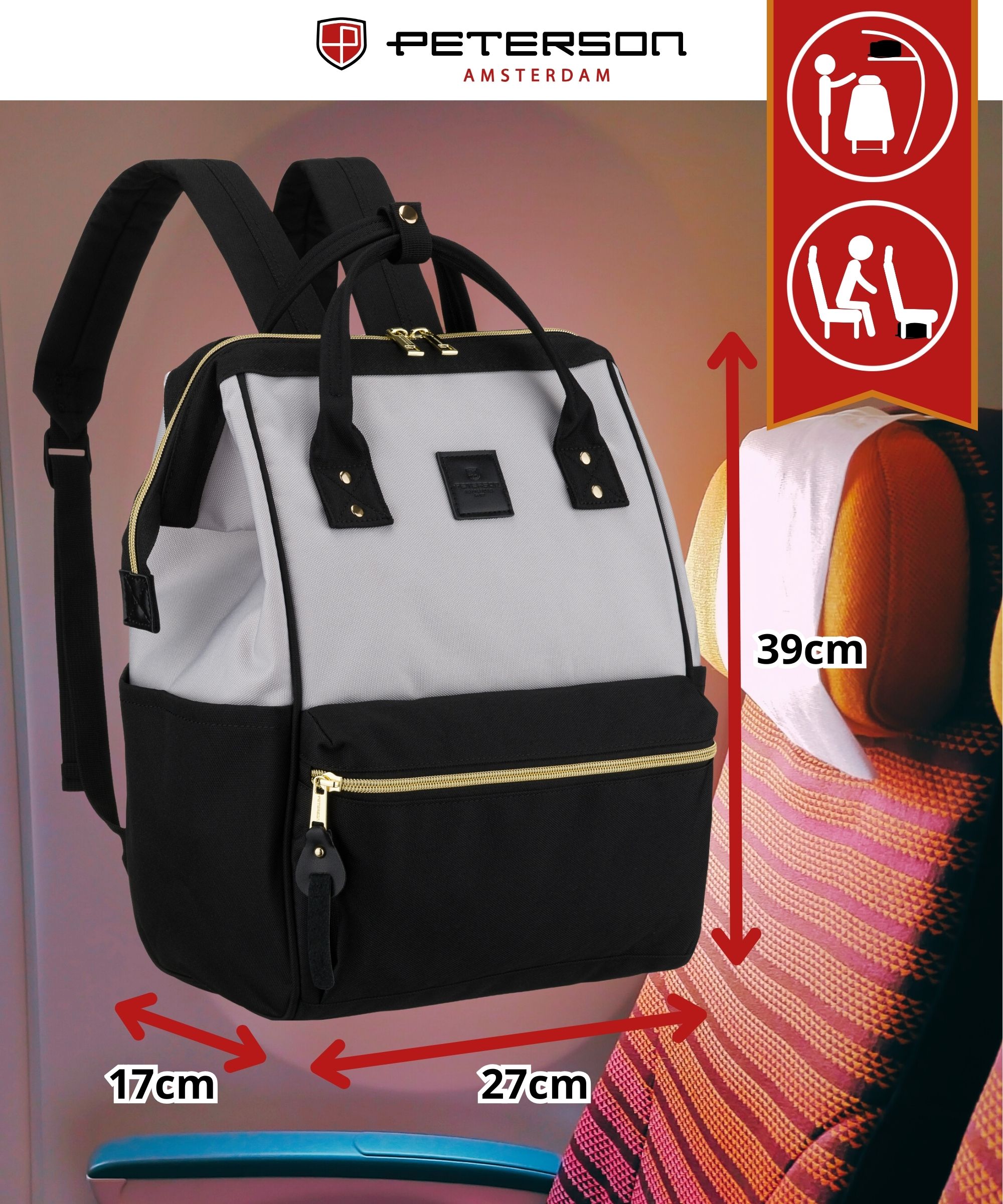 plecak materiałowy ptn alfa-5295 black-gray