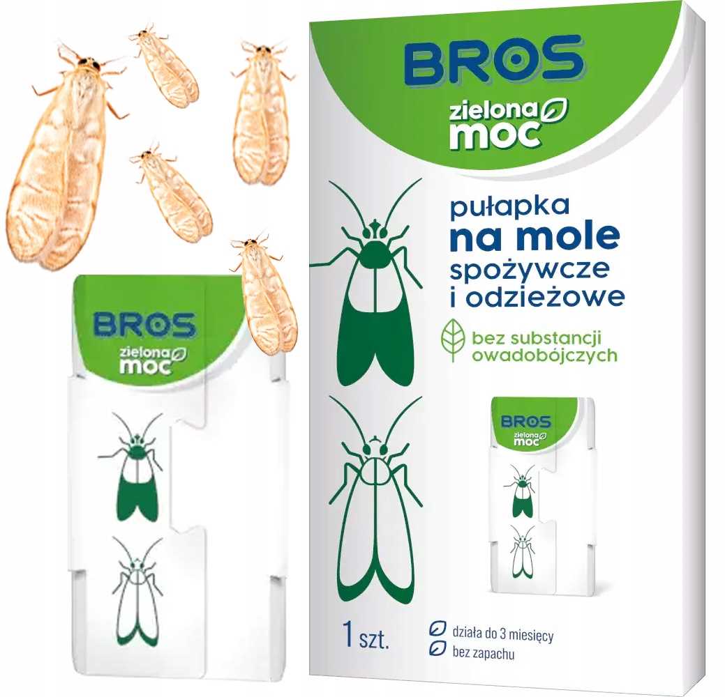 bros - zielona moc pułapka na mole spożywcze i odzieżowe - 1 szt.