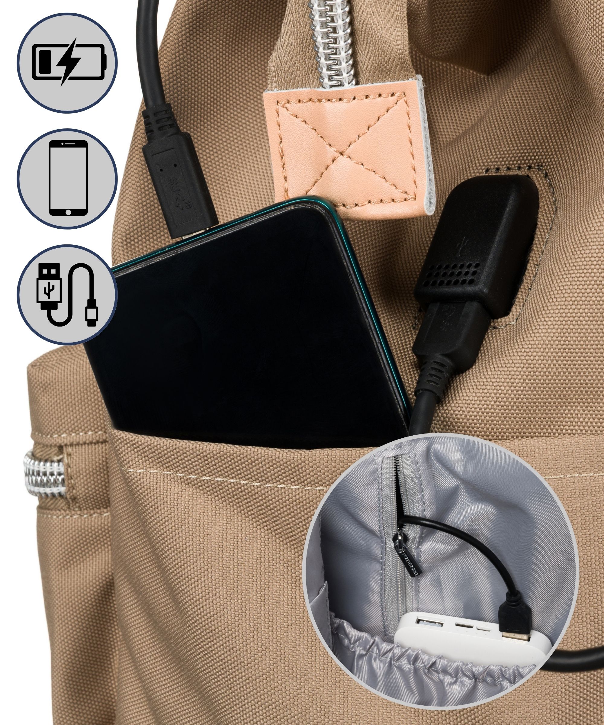 plecak materiałowy ptn beta-6065 khaki