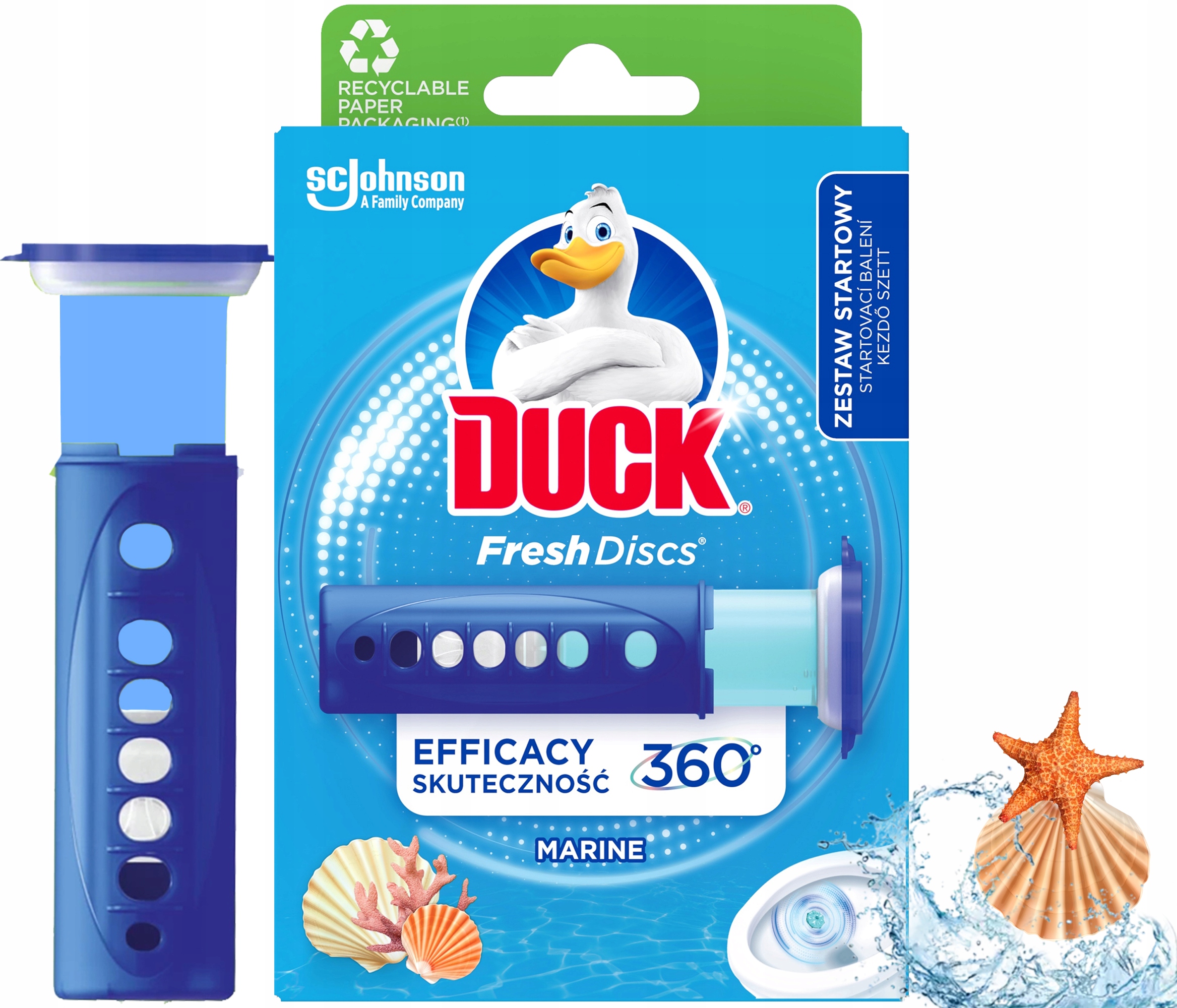 duck fresh discs marine - żelowy krążek do toalety 36ml + aplikator