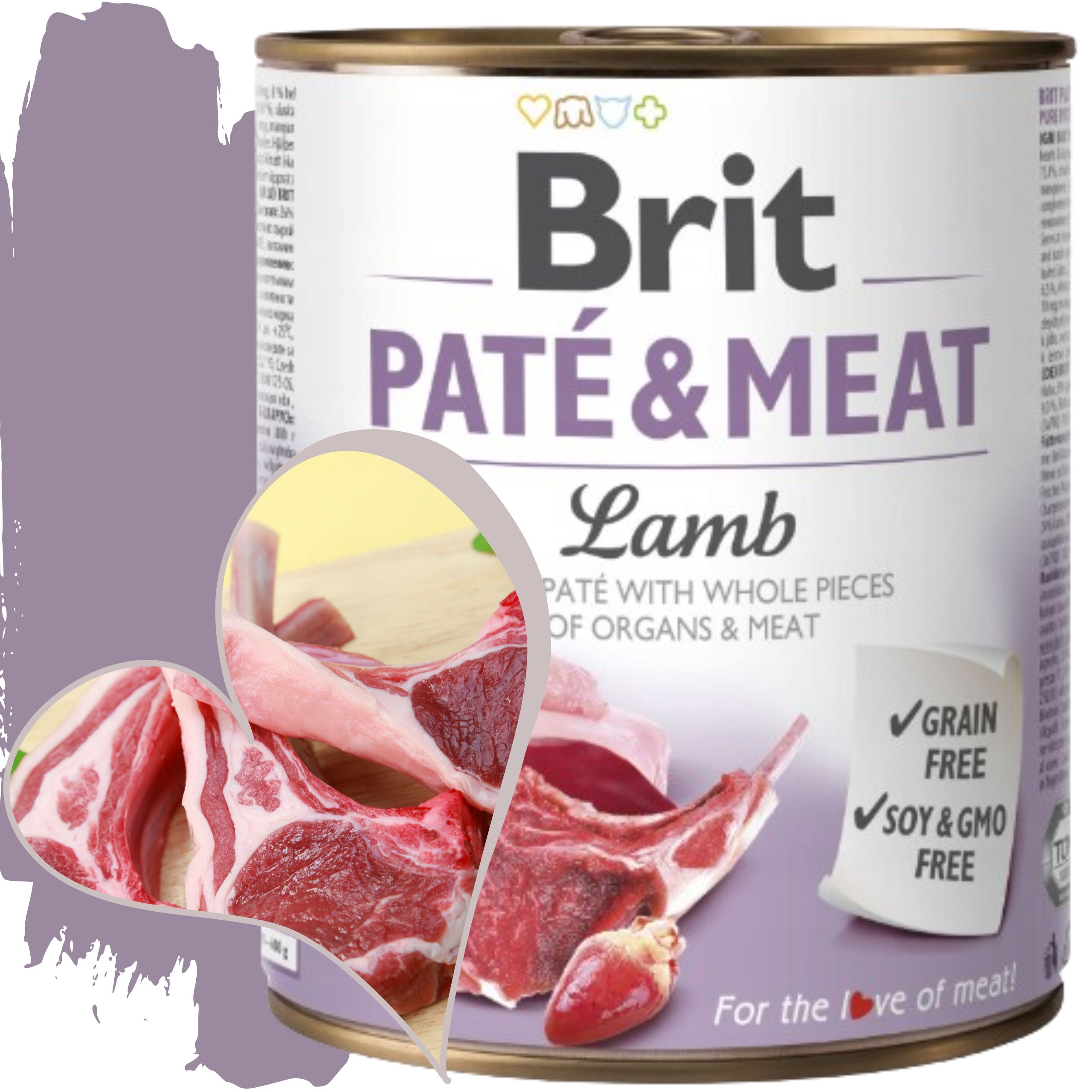 mokra karma dla psa z jagnięciną brit pate&meat lamb 800g bezzbożowa puszka