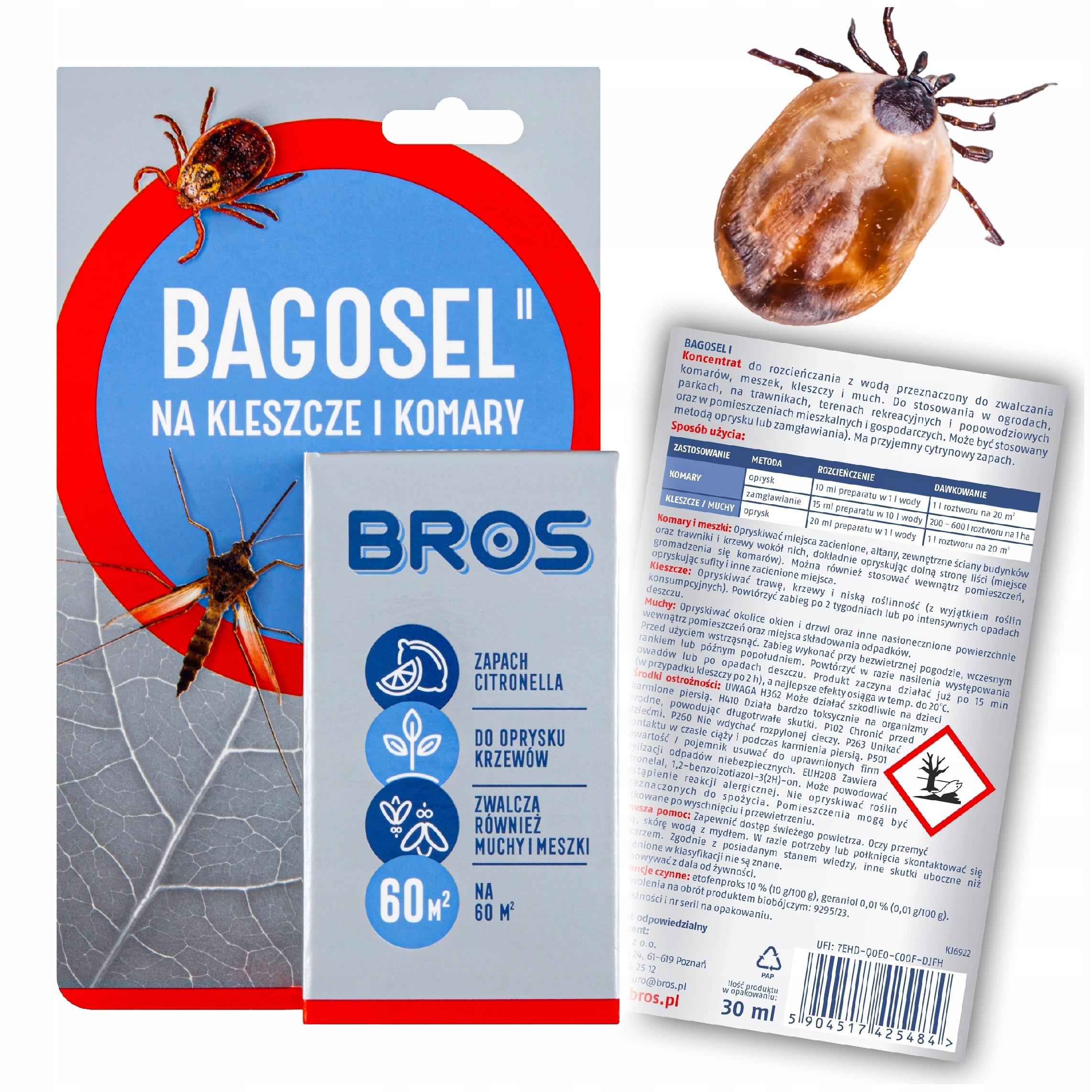 bros - bagosel 100ec 30ml - preparat do oprysku ogrodu przeciw komarom