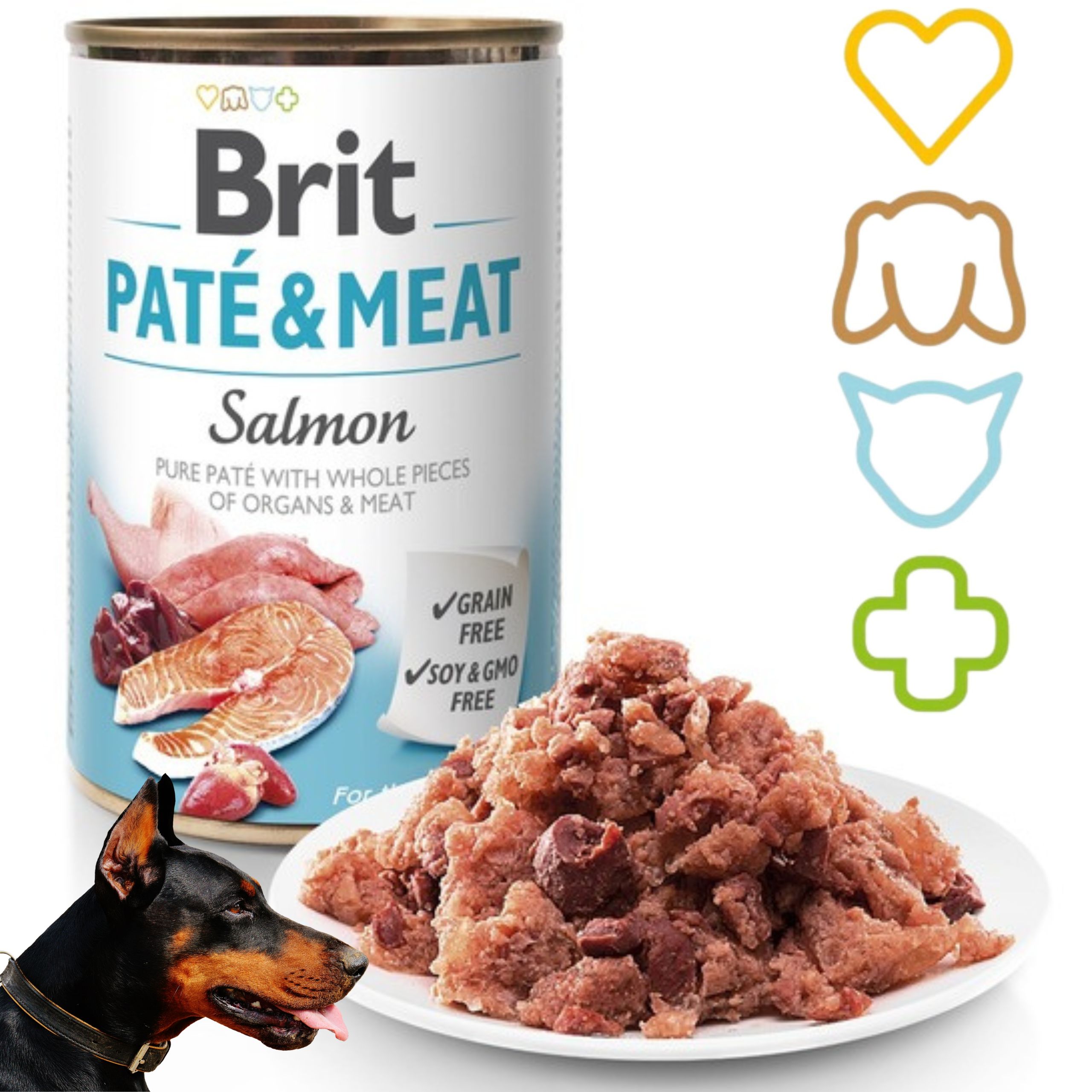 mokra karma dla psa brit pate & meat salmon 400 g z łososiem bezzbożowa