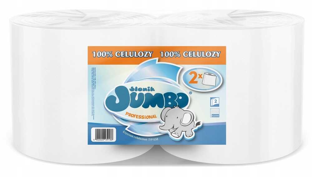 czyściwo papierowe 2r słonik jumbo professional białe 650 list 2w - 2 rolki