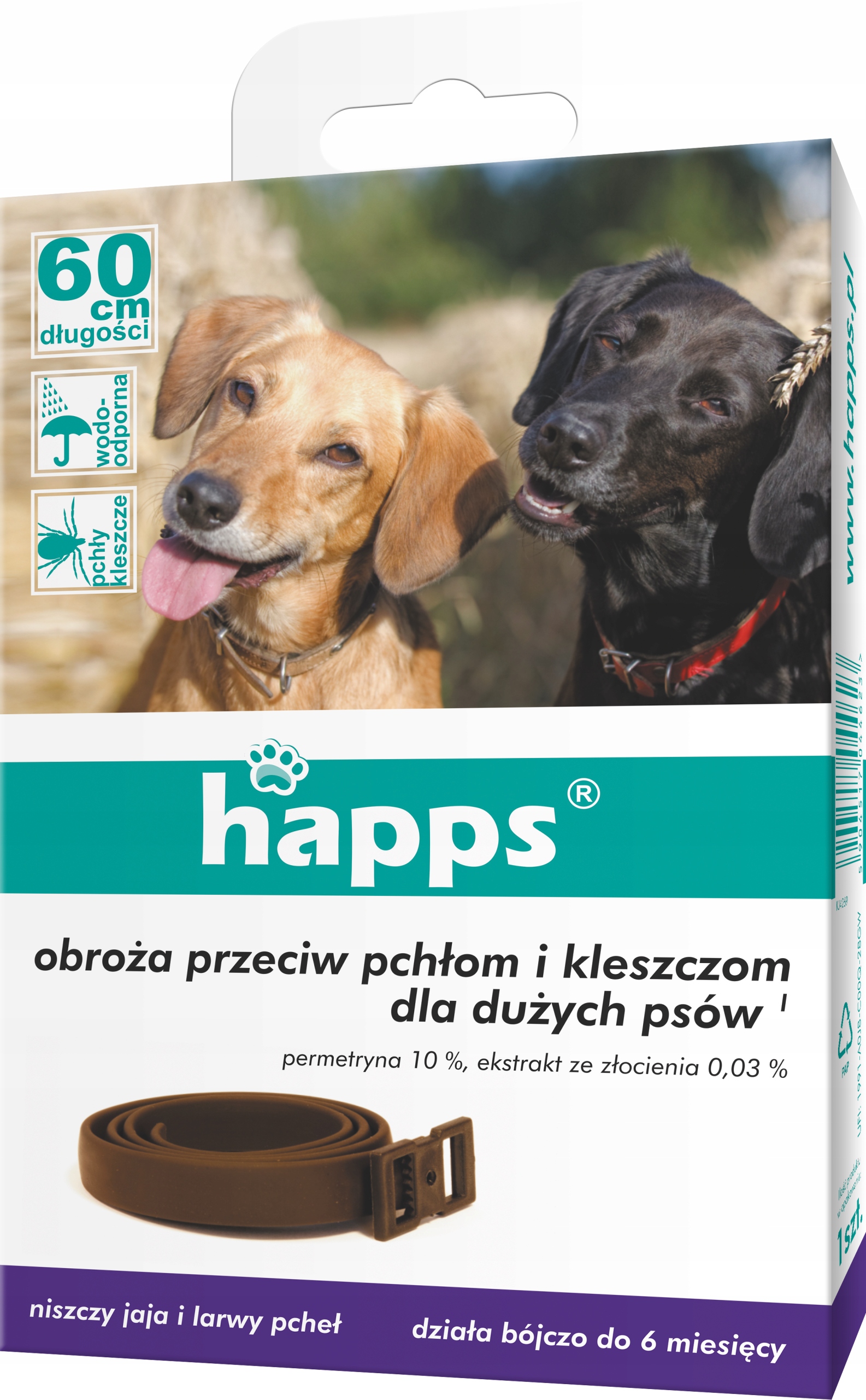 happs - obroża przeciw pchłom i kleszczom dla dużych psów