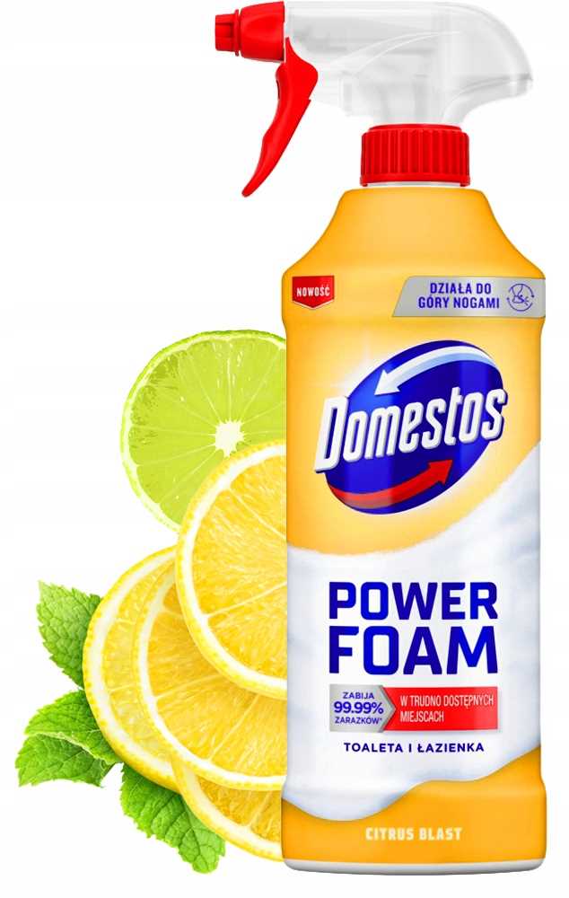 domestos power foam piana do mycia toalety i łazienki citrus blast 435ml