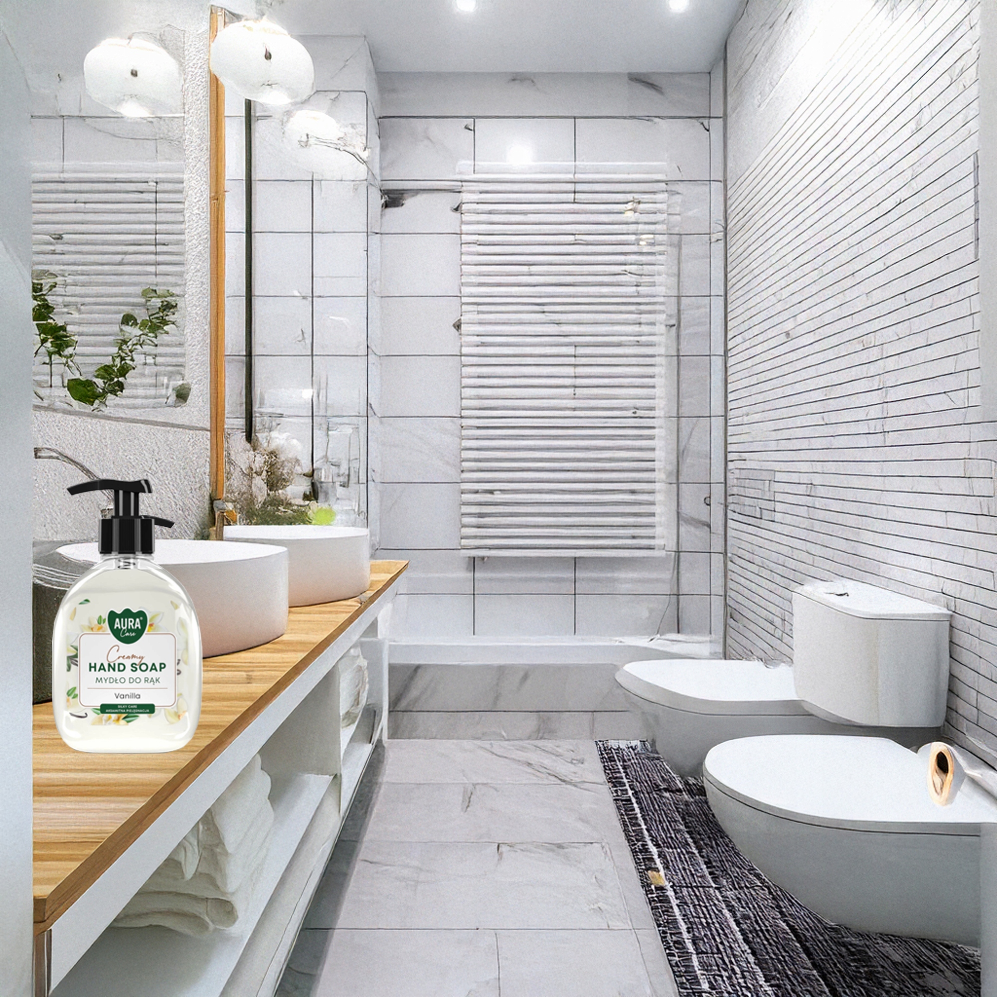 aura care mydło do rąk kremowe wanilia 300 ml z dozownikiem ahs-001-003