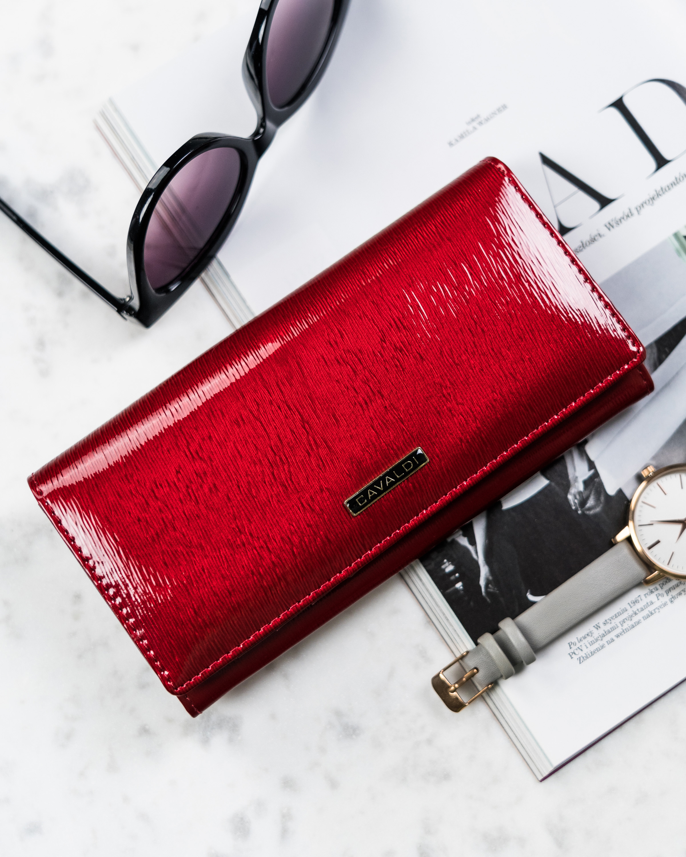 portfel damski skórzany h22-1-sh9-5966 red