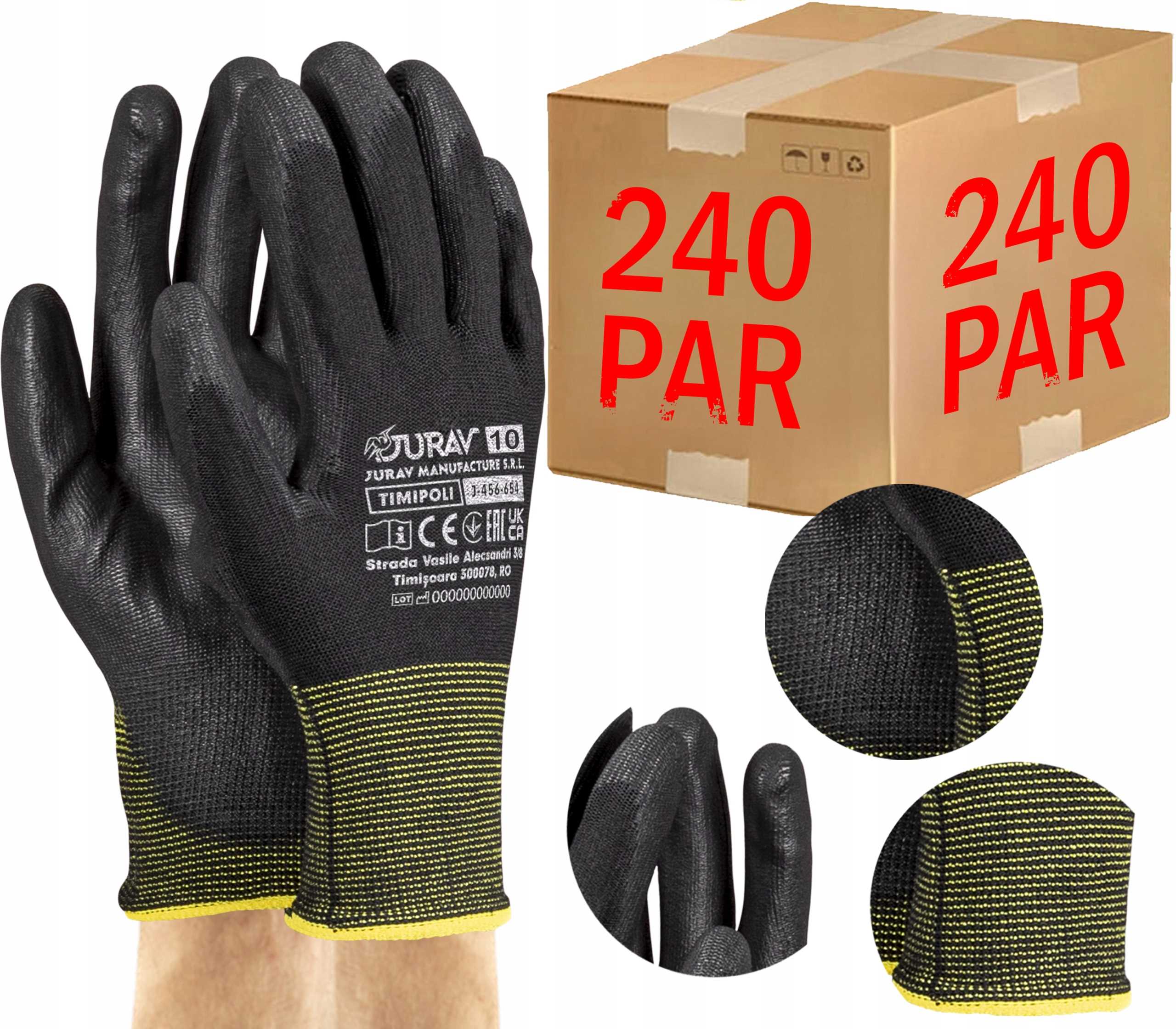 rękawice robocze czarne j-timipoli_bb10-xl - 240 par