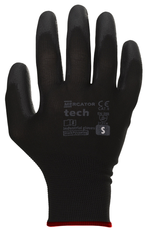 rękawice robocze mercator tech black+black pu - s - 120 par