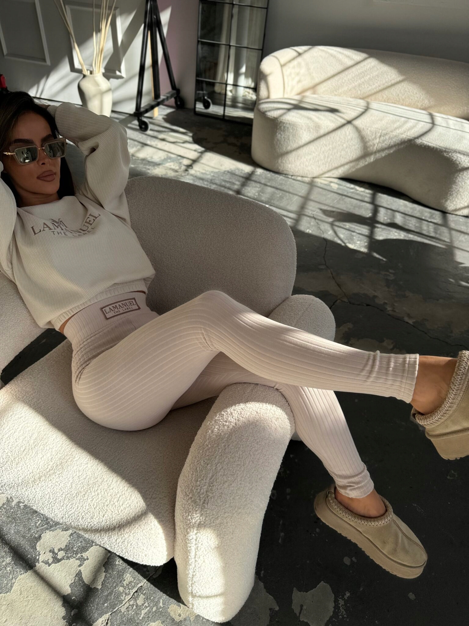 la manuel - legginsy soft touch beż - m