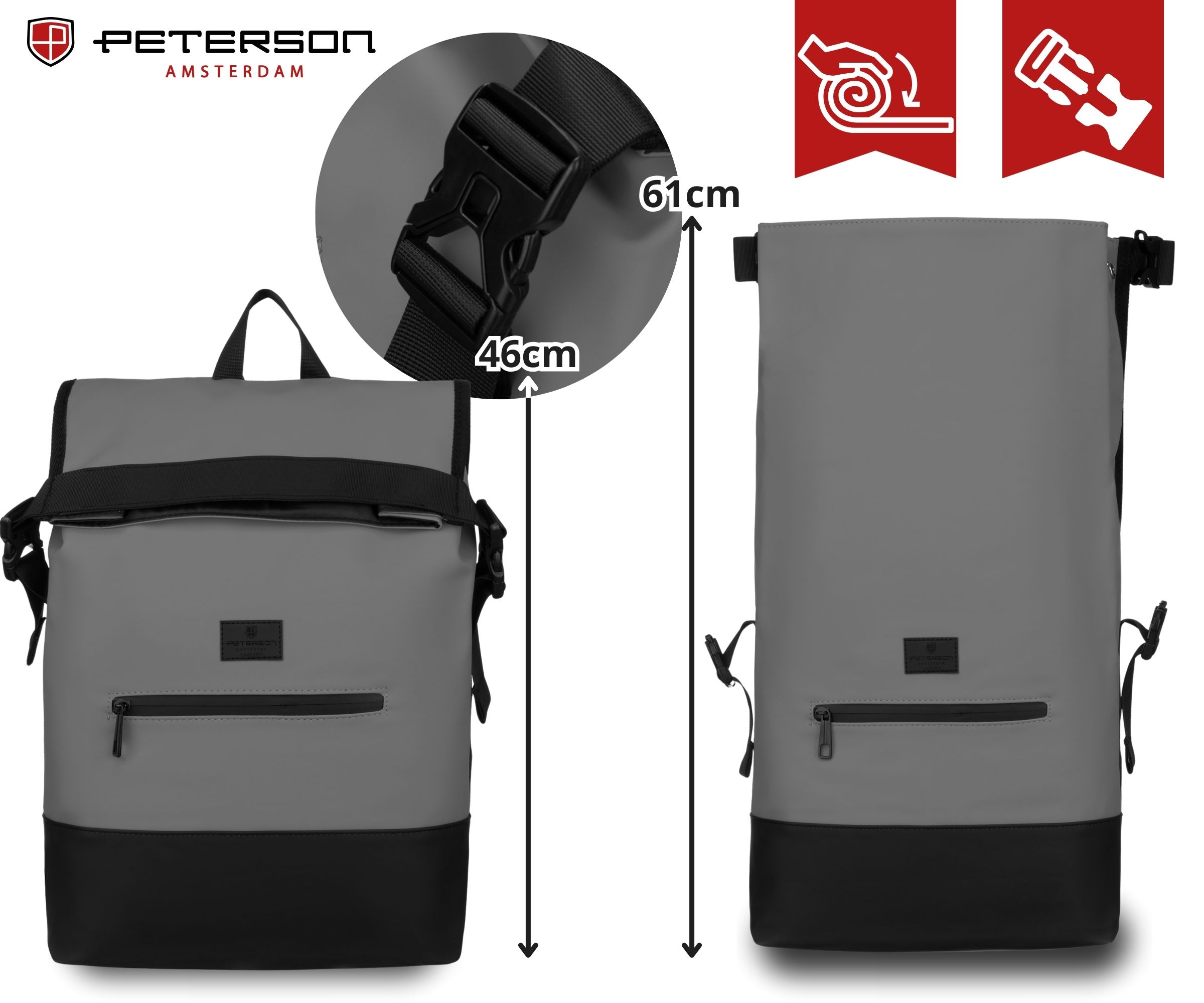 plecak miejski ptn berlin-9053 gray