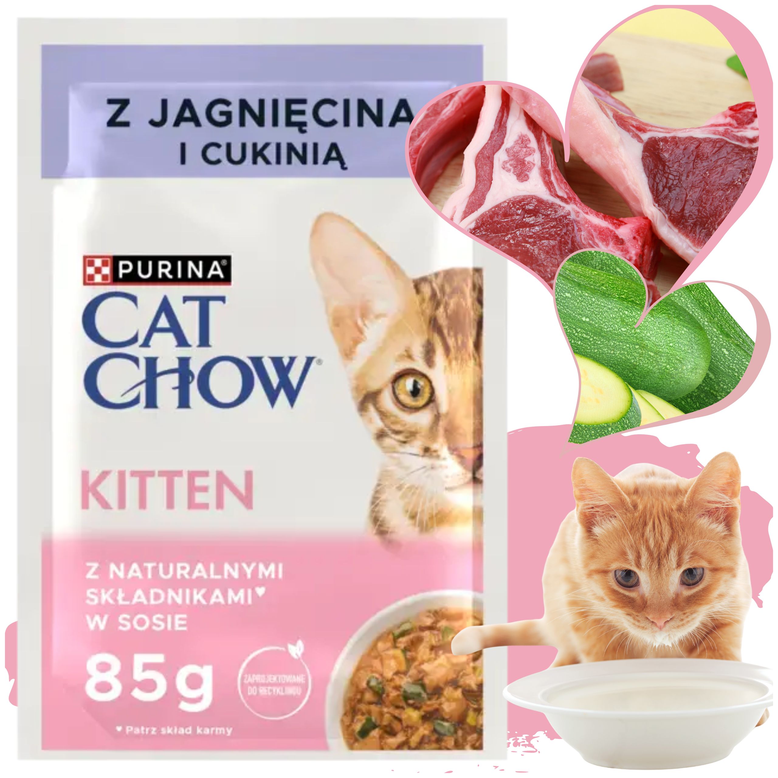 karma mokra dla kociąt purina cat chow kitten jagnięcina z cukinią 85 g