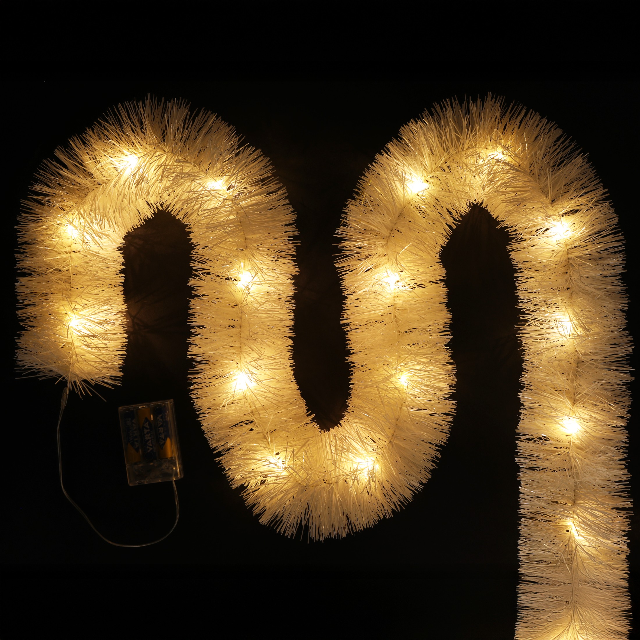 łańcuch led choinkowy biały na baterie świąteczny na choinkę 6 metrów