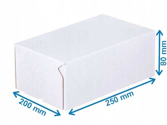 karton fasonowy 250x200x80mm biały-brązowy 3w e 350g/m2