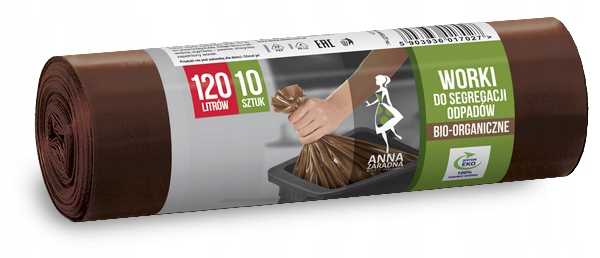 az worki do segregacji odpadów bio 120l 10szt brązowe