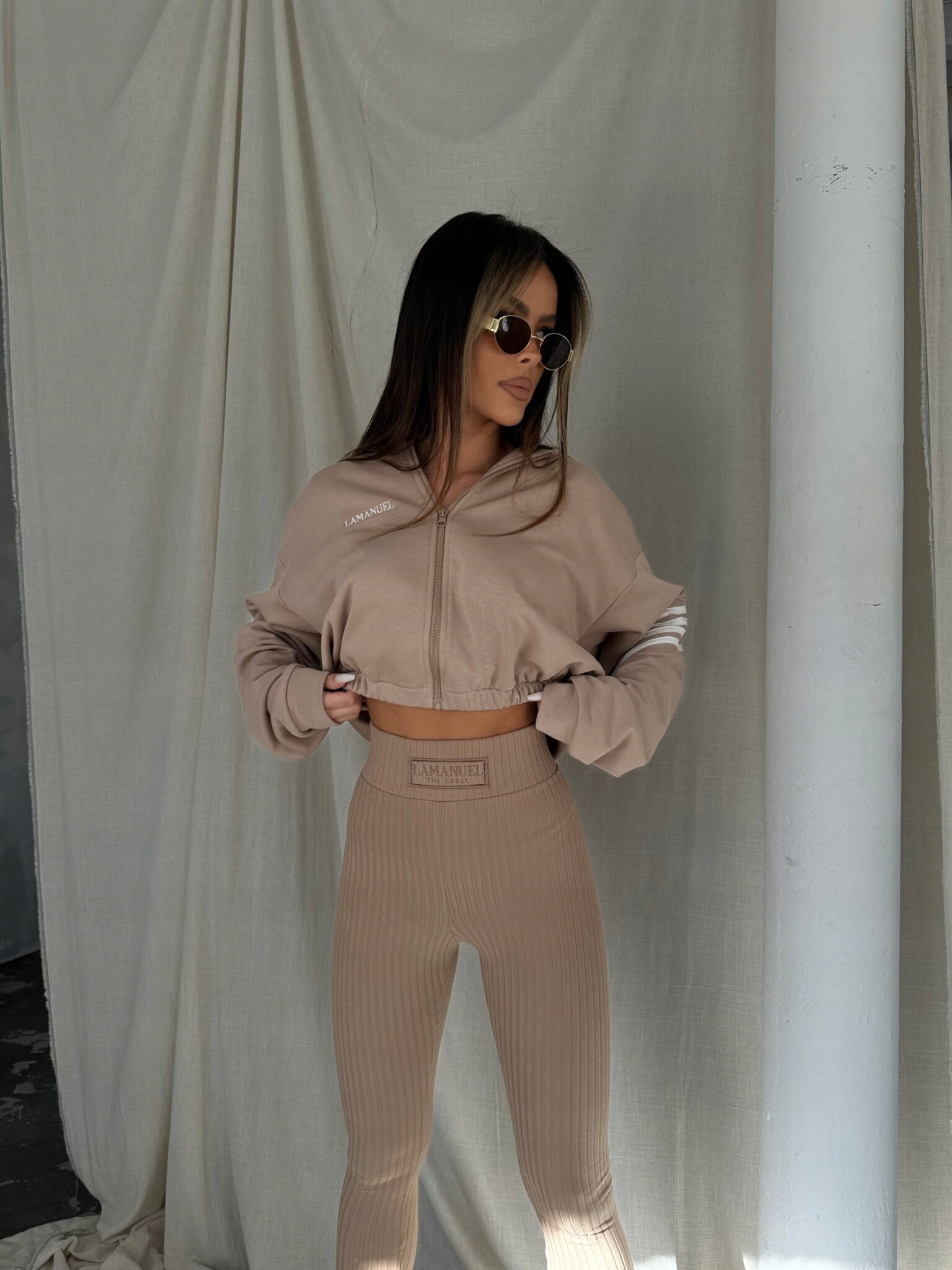 la manuel - legginsy soft touch camel - m