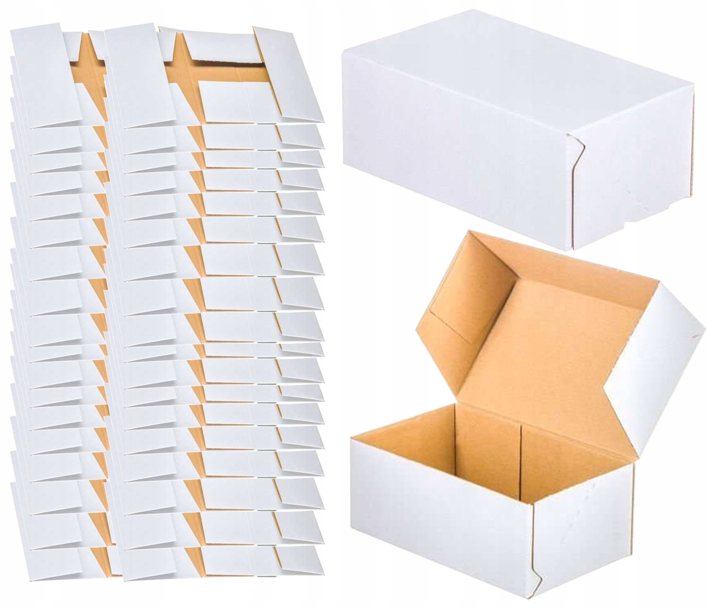 karton fasonowy 250x200x80mm biały-brązowy 3w e 350g/m2 - 100 szt.