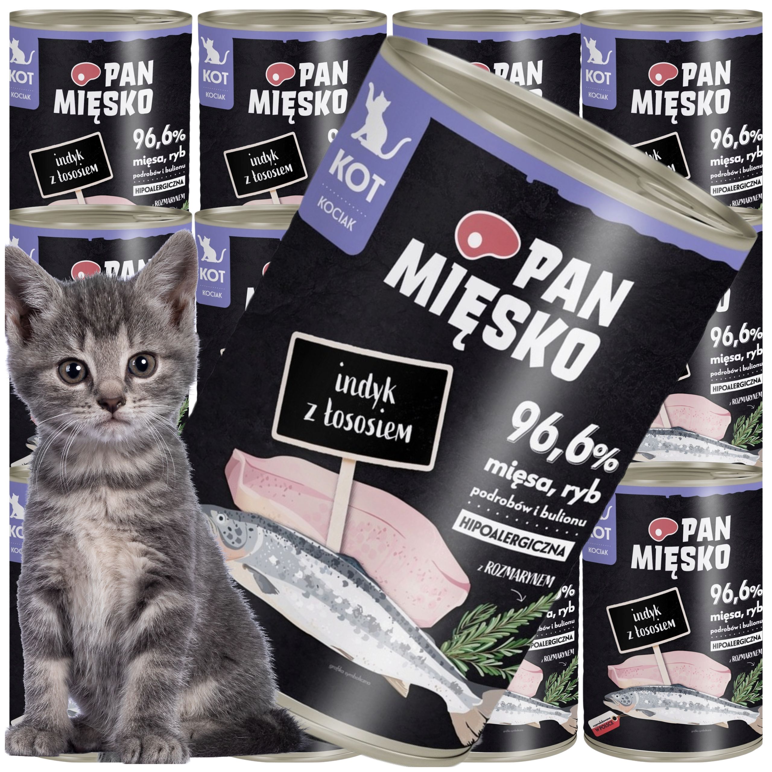 karma mokra dla kota indyk z łososiem pan mięsko hipoalergiczna 400g kociak