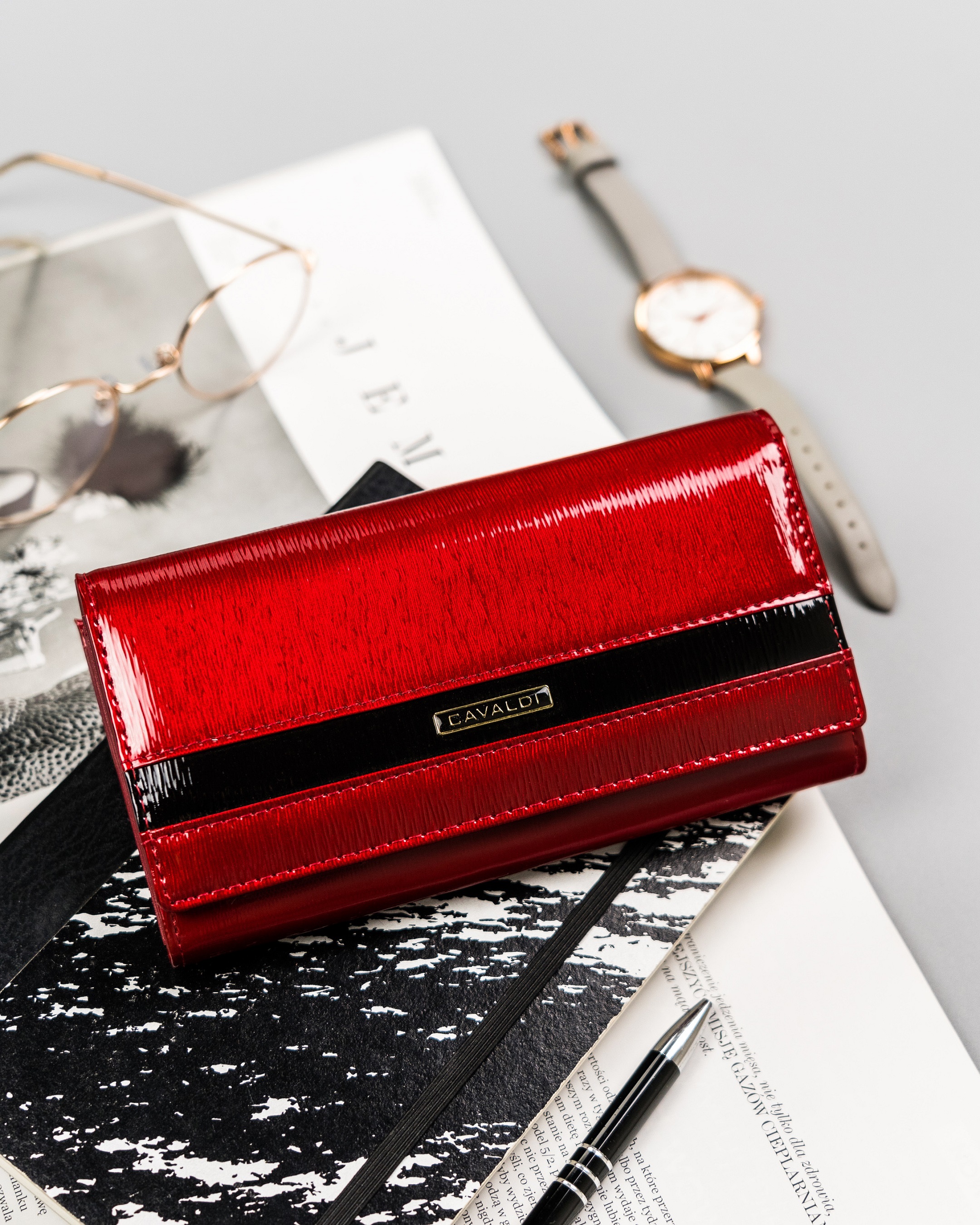 portfel damski skórzany h24-fo-2-sh9 red